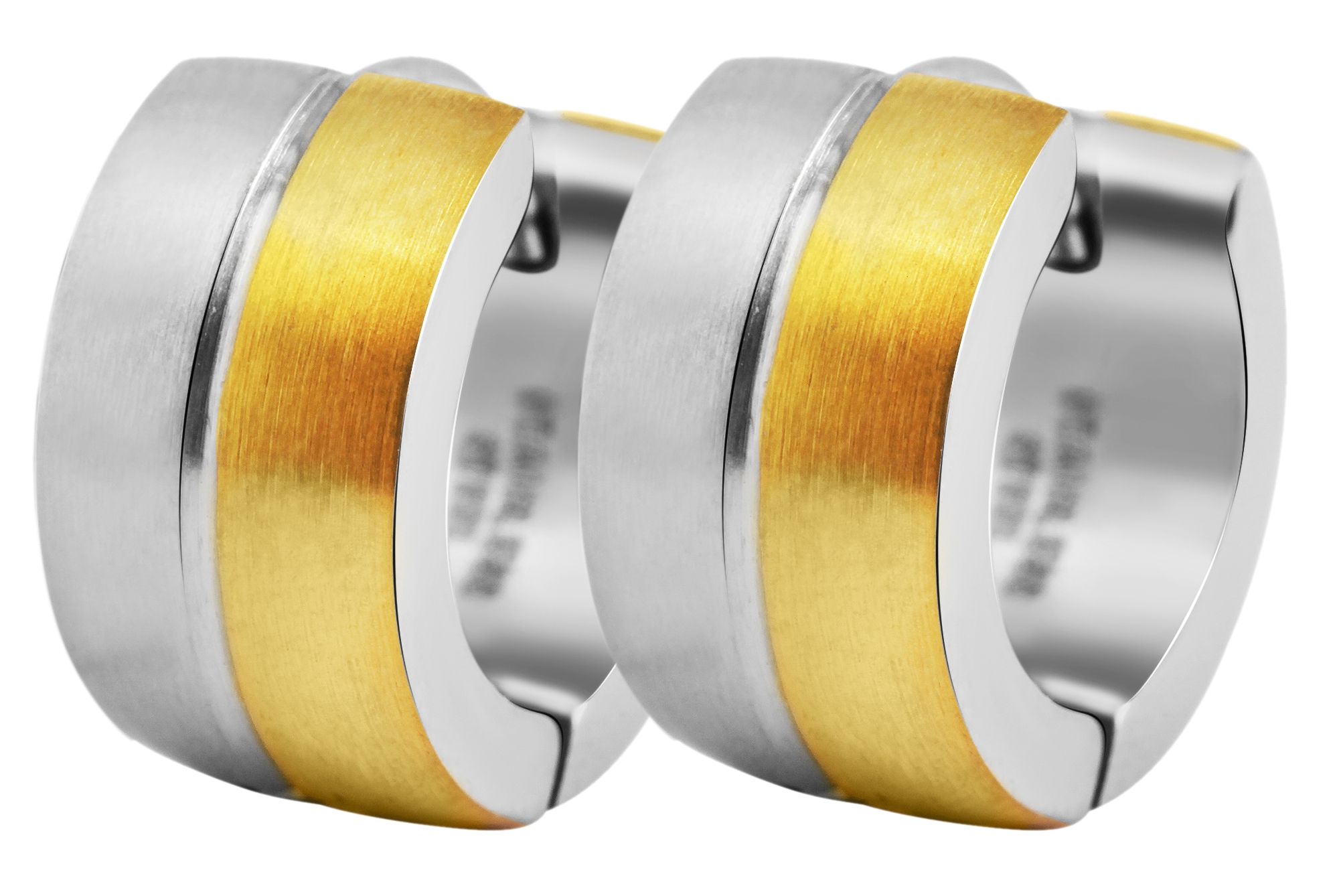 "Fabelle" Edelstahl Klapp-Creolen Ø 9 mm, matt, bicolor (gold- & silberfarben)