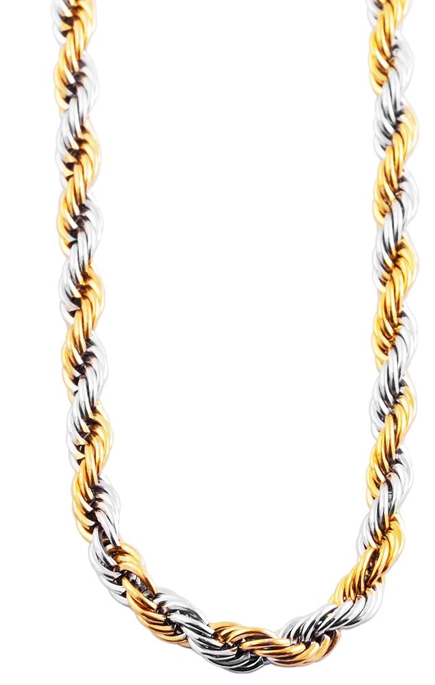 Akzent Kordelkette, Edelstahl, bicolor, 40 cm