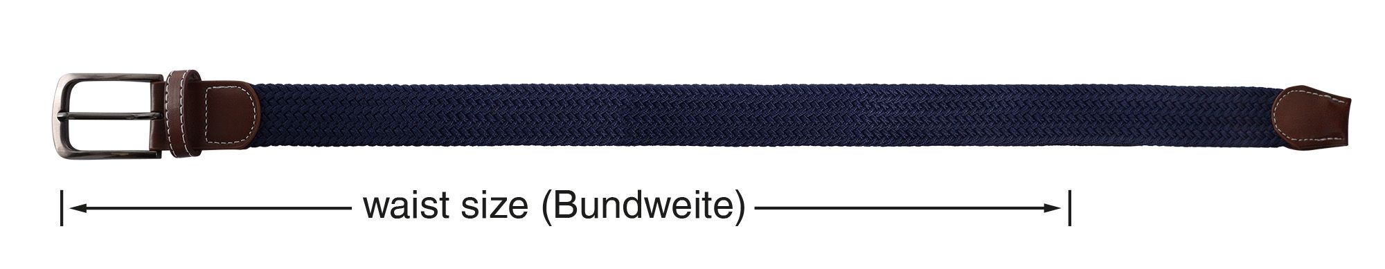 Unifarbener Flechtgürtel aus Textil, 110cm (M)