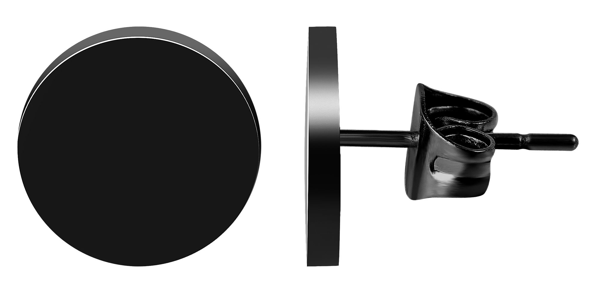 "Saima" Edelstahl Ohrstecker, Plättchen Ø 10 mm, schwarz