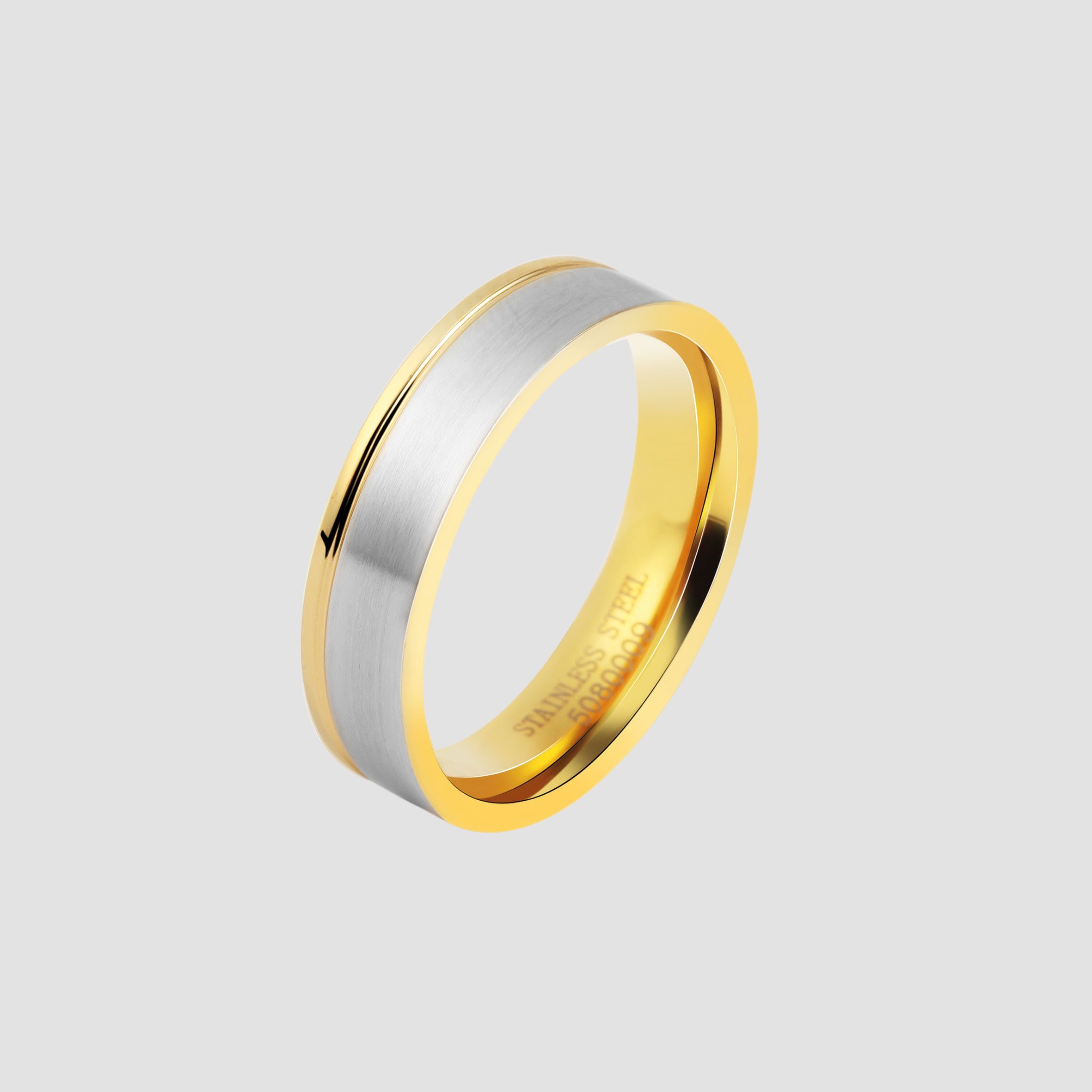 Akzent Partnerring für Herren, Edelstahl, bicolor, Gr. 66