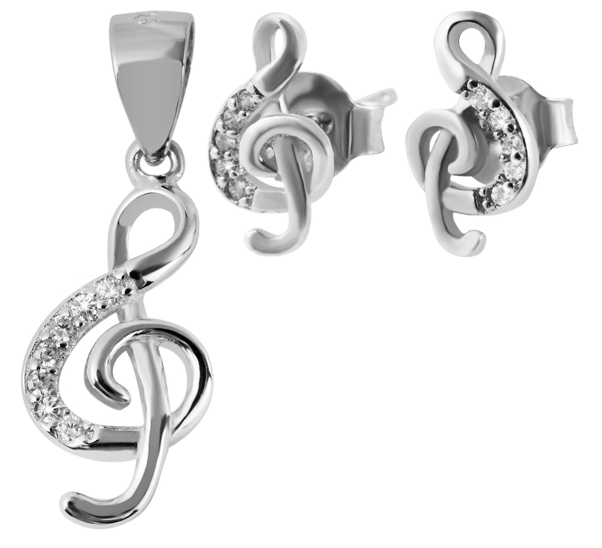 "Renwa", 925/- Echt Silber Schmuckset,Ohrringen und Anhänger mit Zirkonia, silberfarben, rhodiniert
