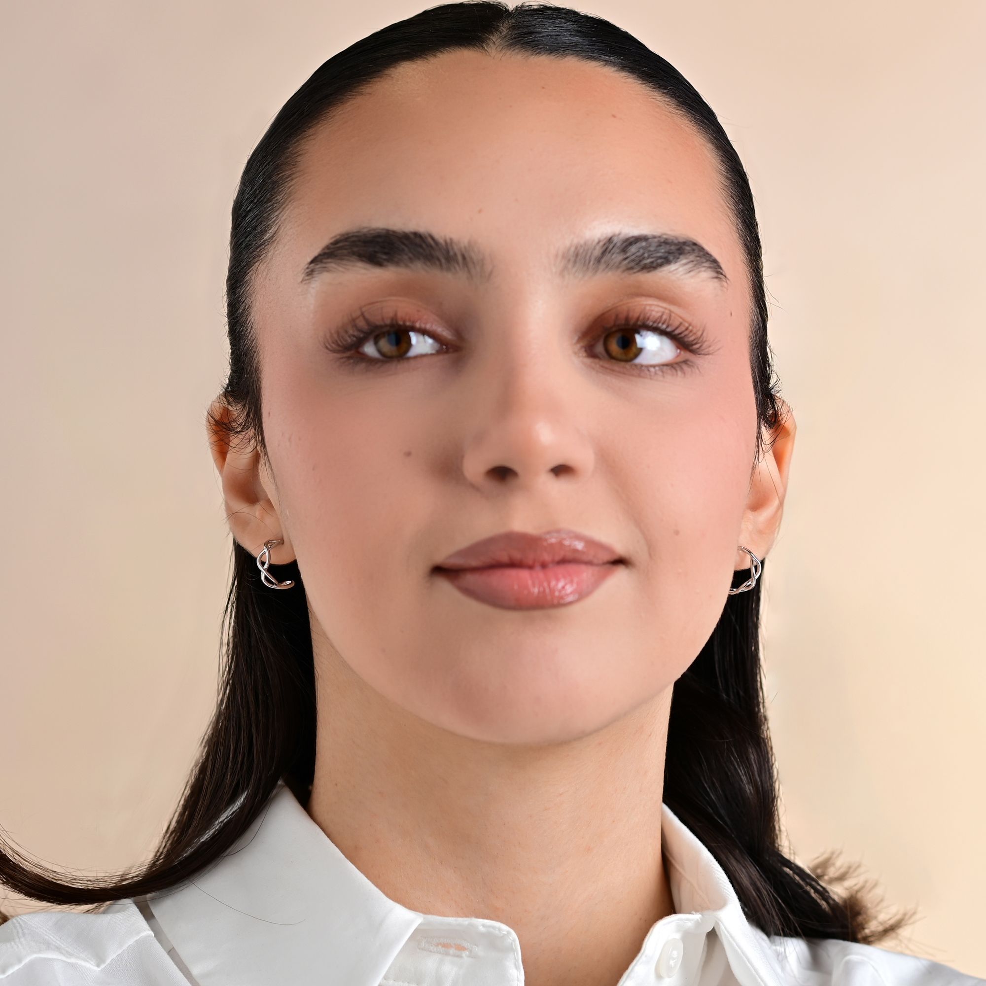 "Giselle" Ohrstecker/ Halbcreole aus 925 Echt Silber, Silber/ rhodiniert