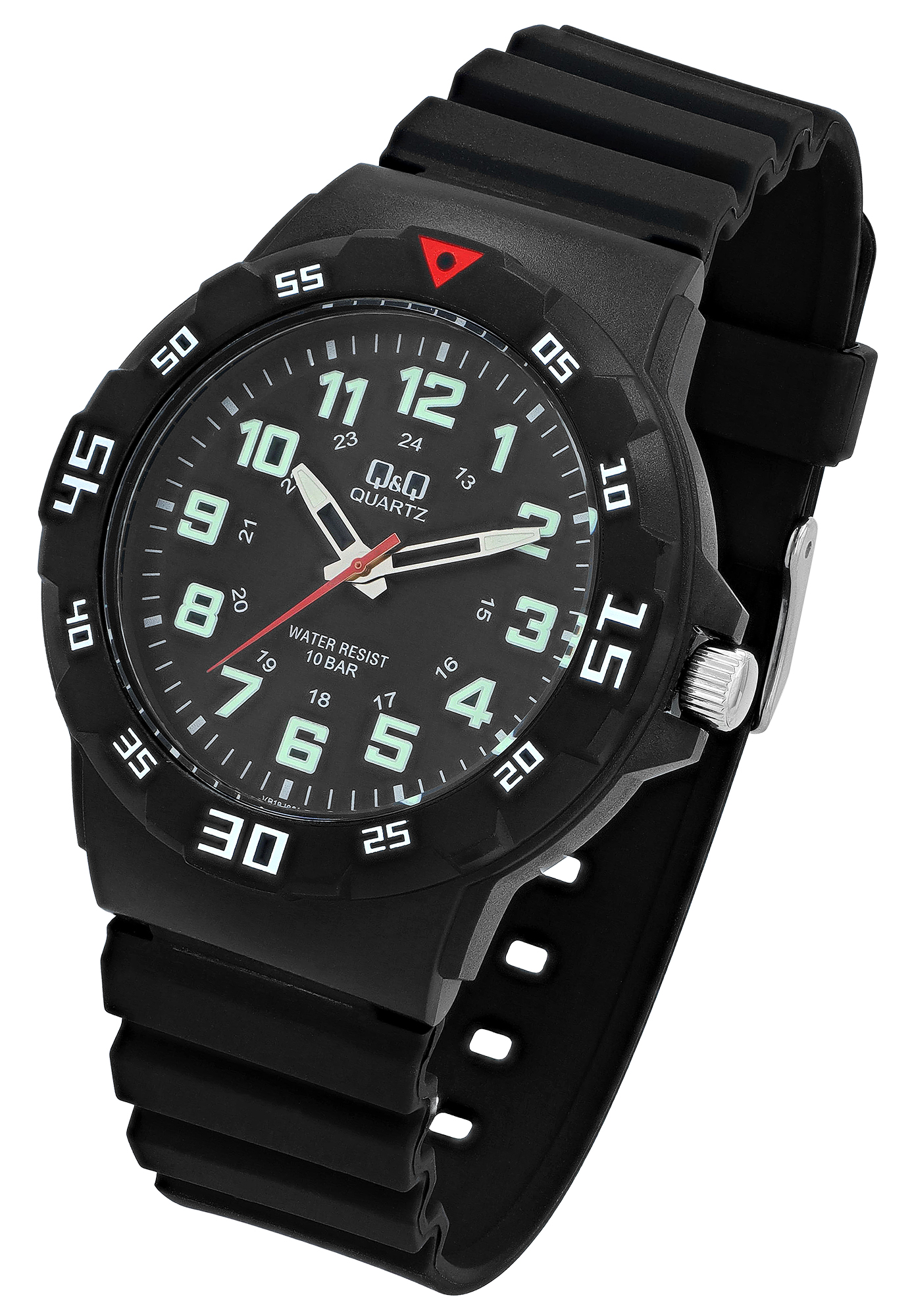 Q&Q Herrenuhr mit Silikonarmband, Ø 43 mm, schwarz