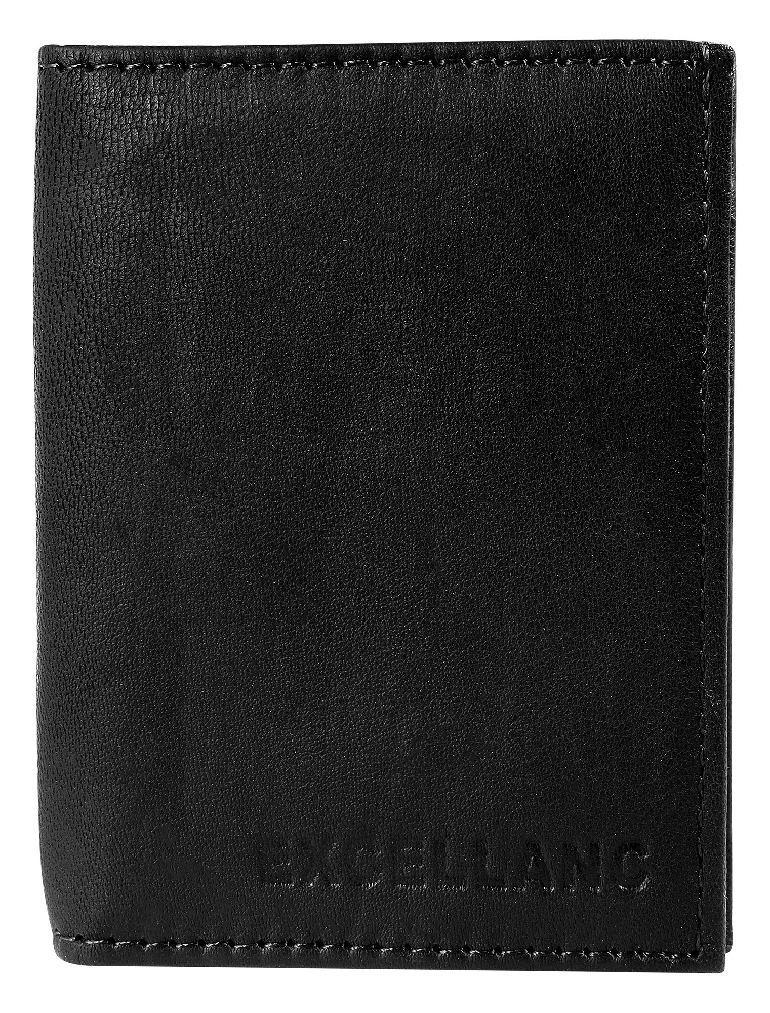 Excellanc Mini-Geldbörse aus Echtleder, Hochformat, schwarz