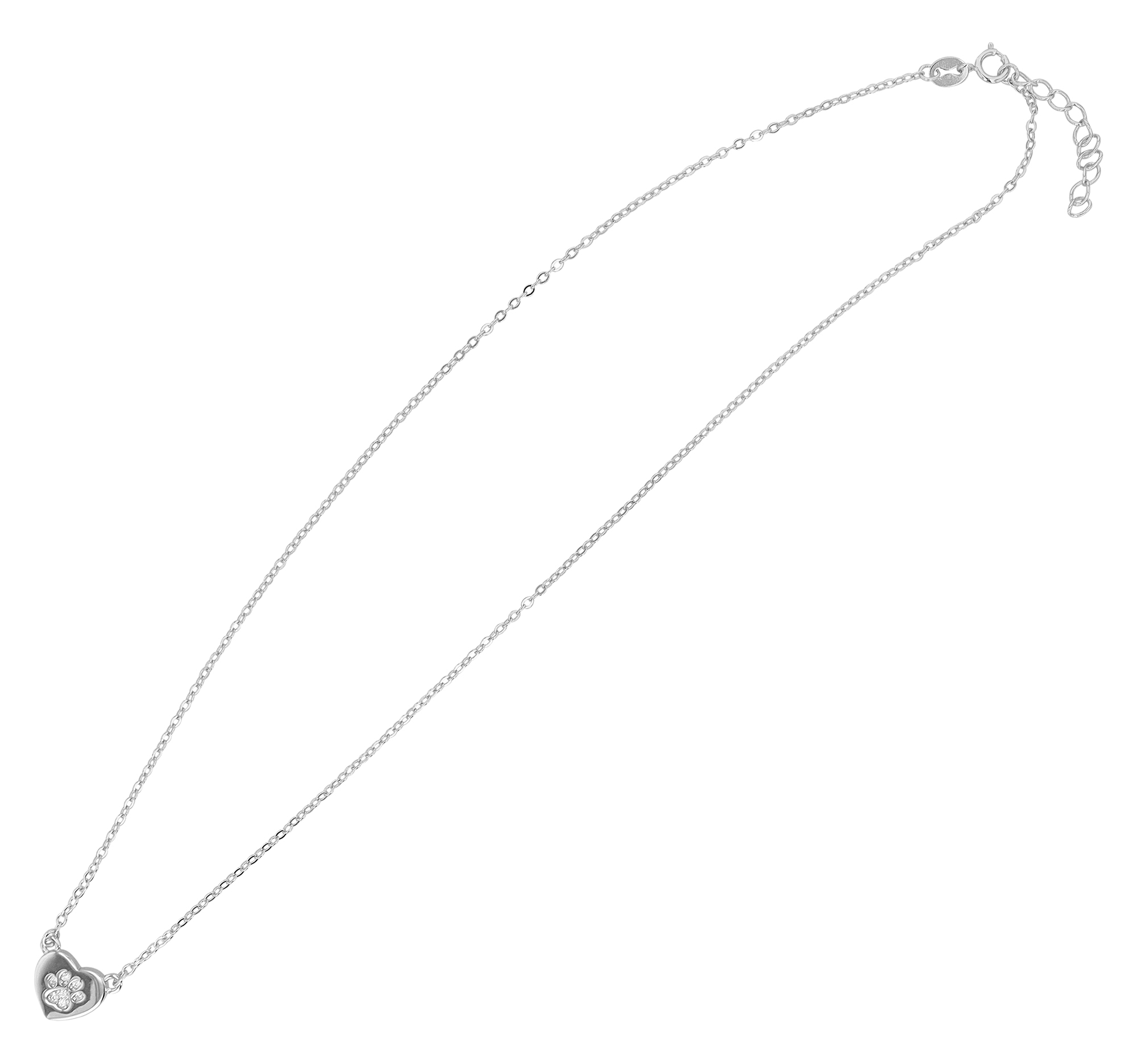 "Susi" 925/- Echt Silber Kette mit Herzanhänger, Zirkoniabesatz, 42 + 3 cm