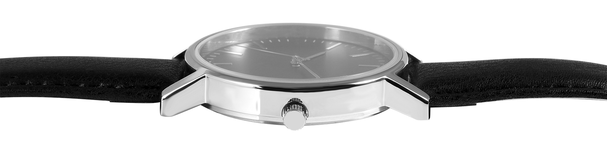 Armbanduhr, Band aus Lederimitat, Ø 40 mm, schwarz/ schwarz