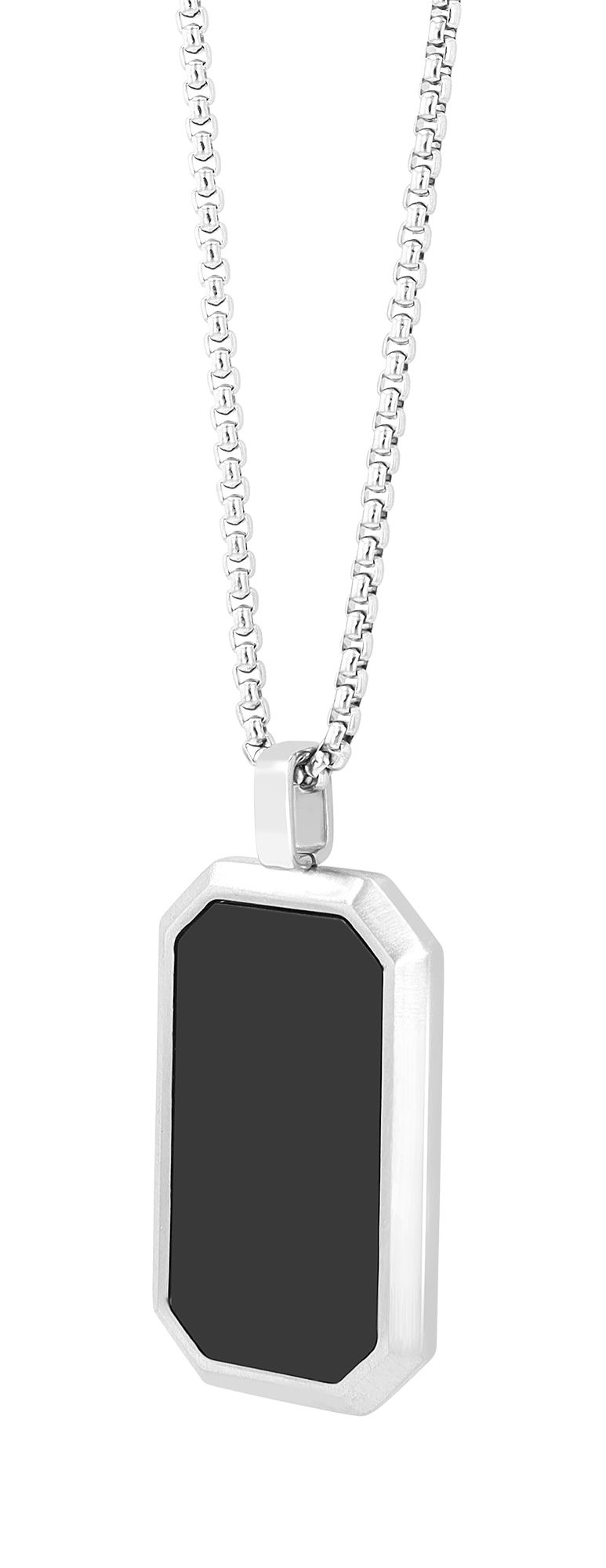 Akzent Erbskette mit mattiertem Dogtag, Edelstahl, zweifarbig