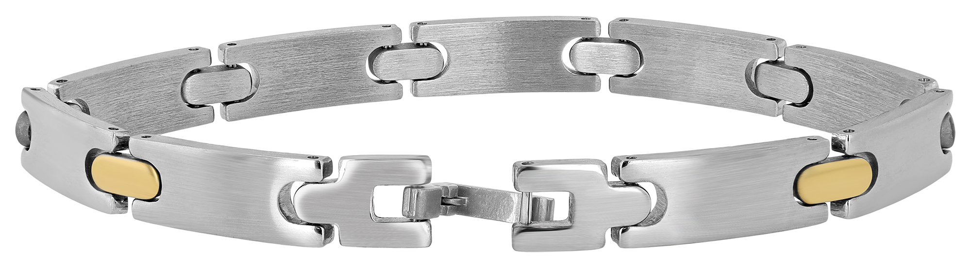 "Andeo", Akzent Gliederarmband, Edelstahl, mattiert/poliert, gravierbar, bicolor, 21 cm