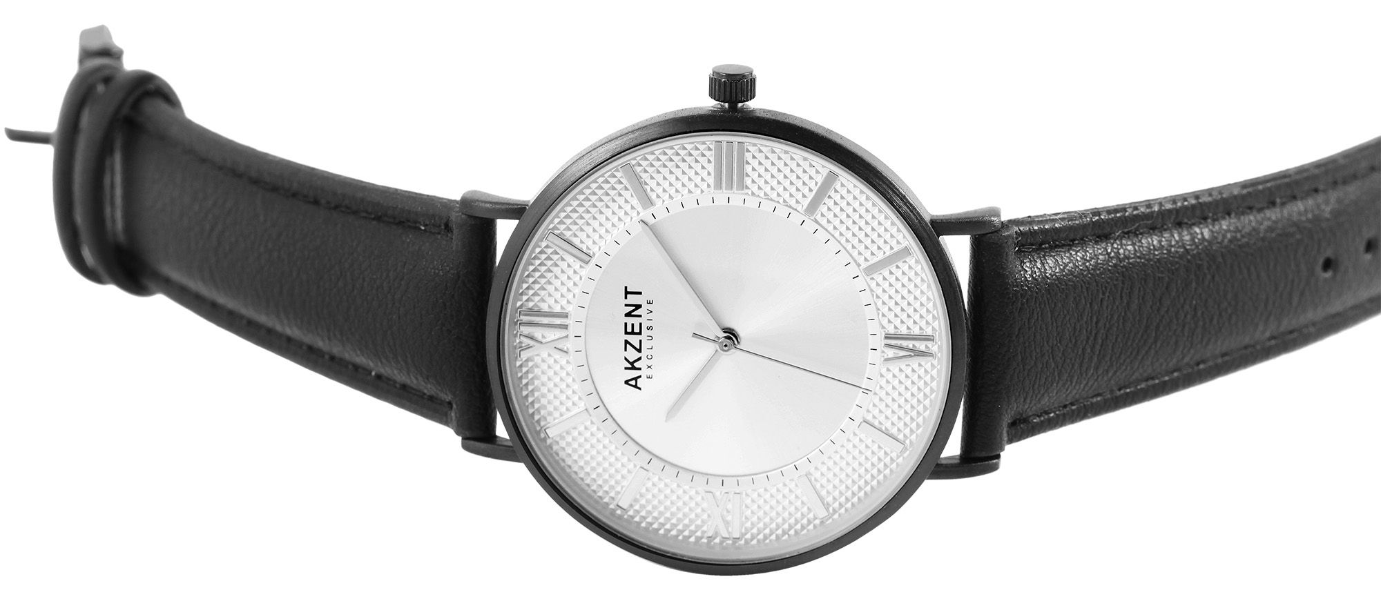 Akzent Exclusive Herrenarmbanduhr mit Lederimitationsarmband