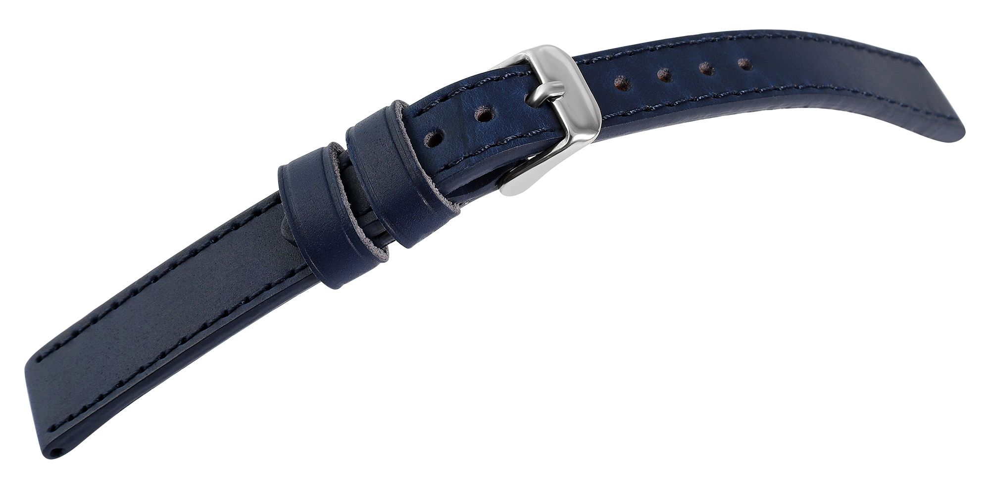 Echtleder-Uhrenarmband "super-soft", dunkelblau, Naht, 16 mm