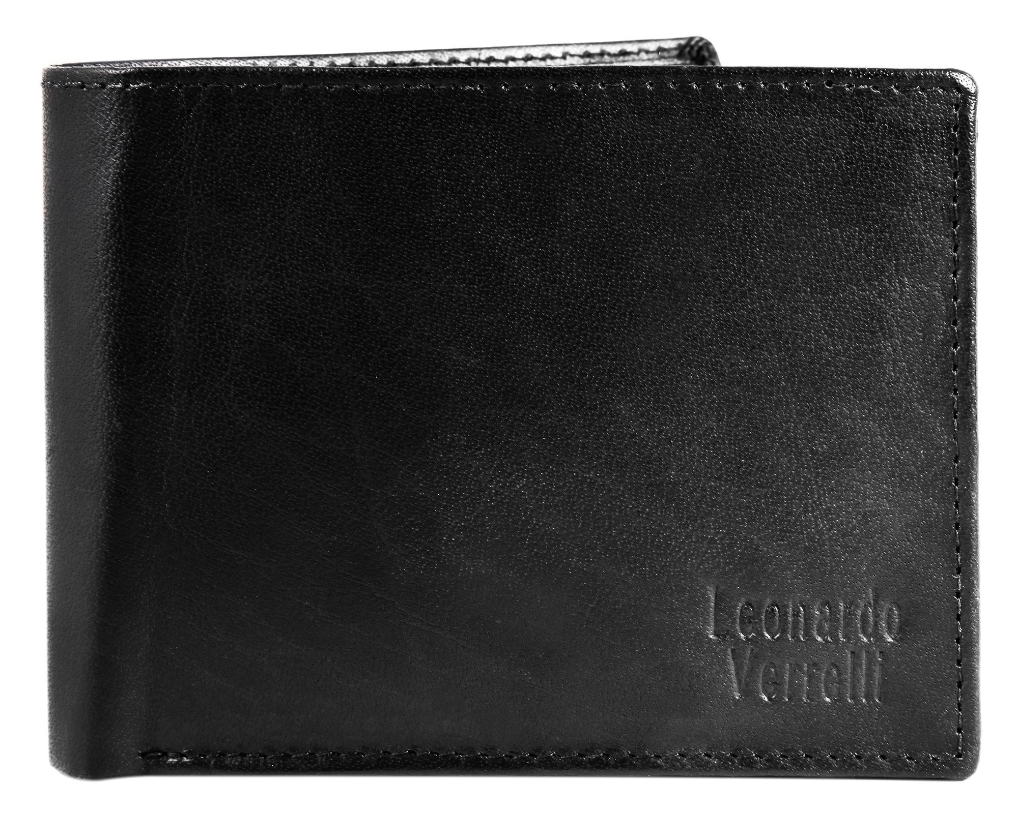 Leonardo Verrelli Herren Geldbörse aus Echtleder in schwarz. Format 12 x 9 cm.