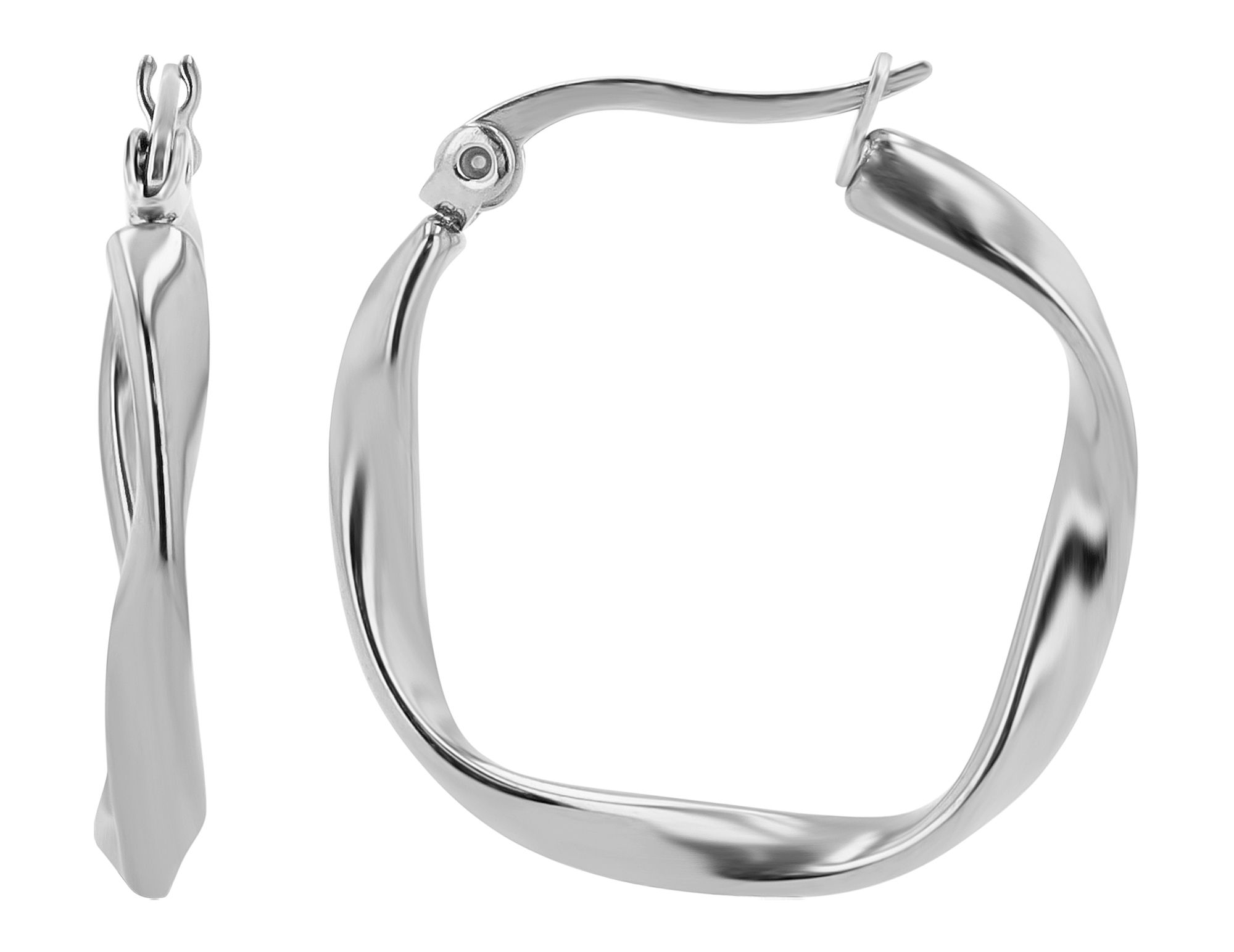 "Aelia" Edelstahl gedrehte Creolen Ø 20 mm, silberfarben