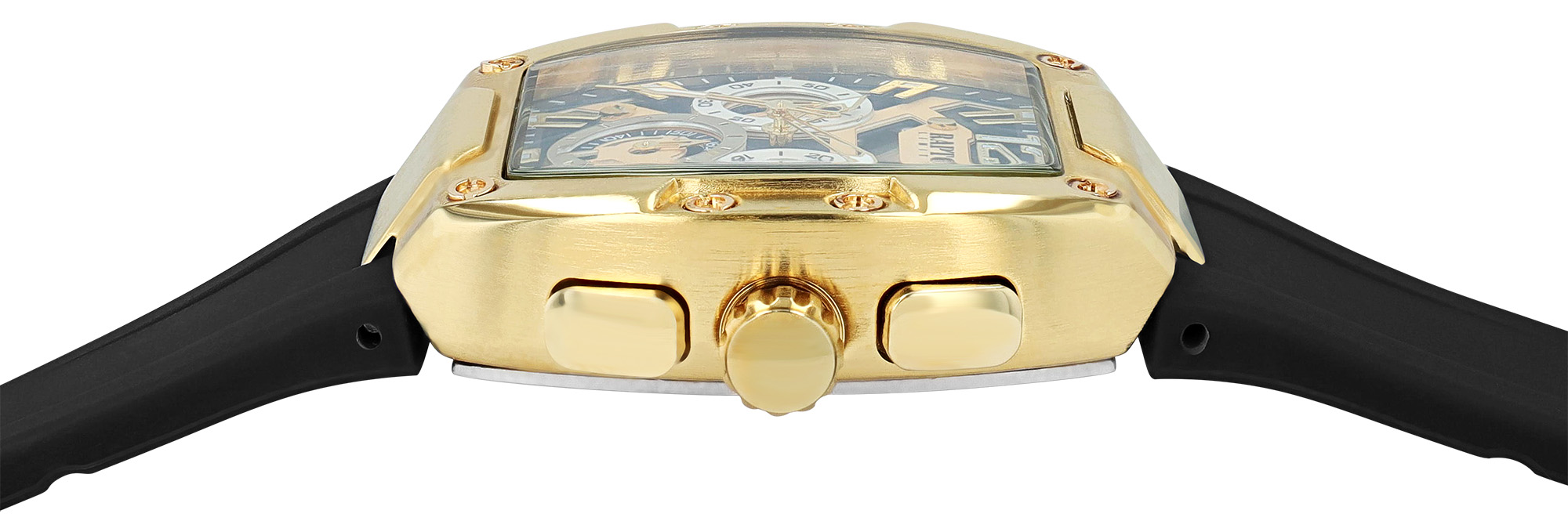 Raptor Limited Herrenuhr "Aldriel", Silikonarmband, Chronograph, schwarz/ goldfarben