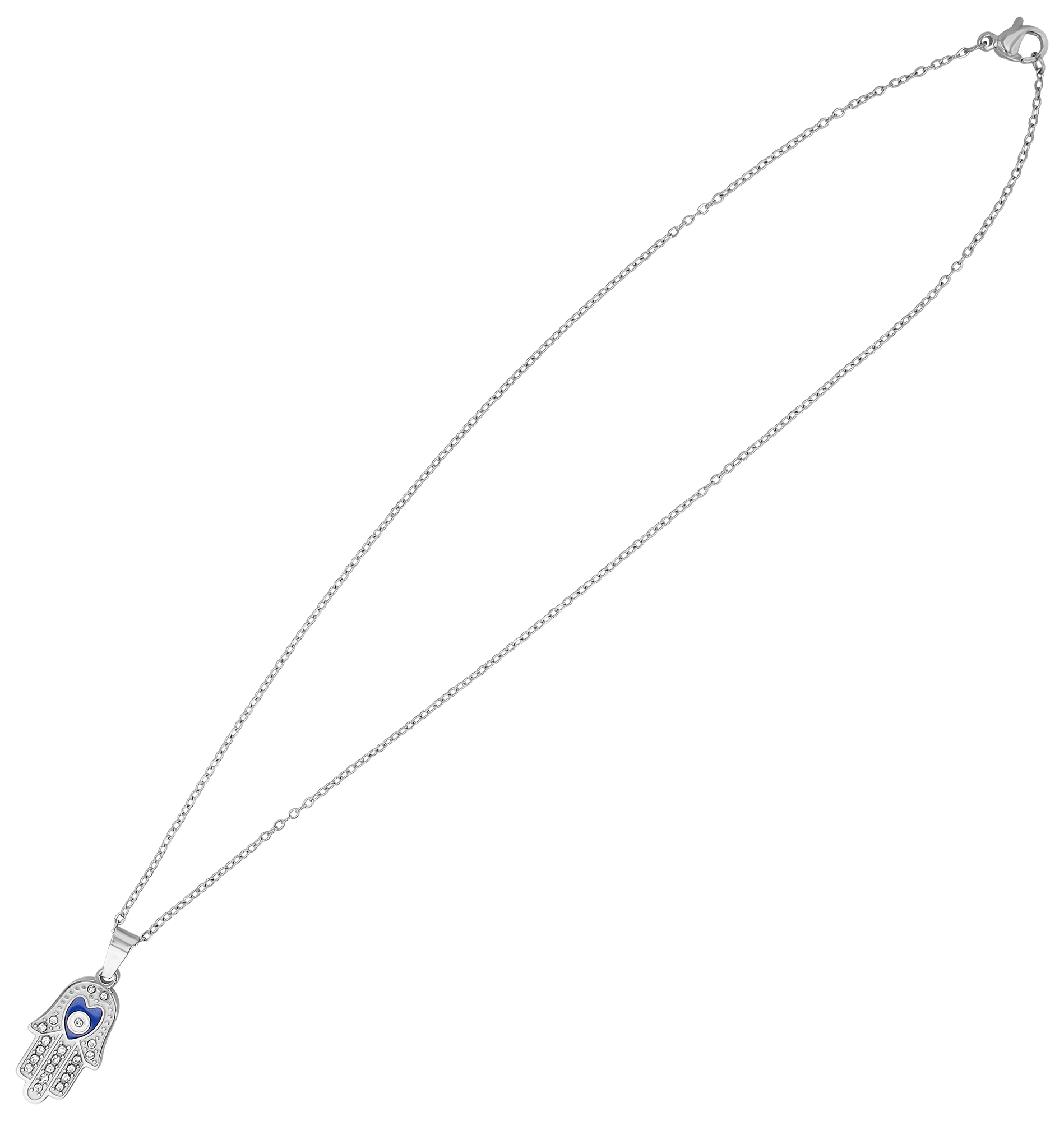 "Hand der Fatima" Edelstahlkette mit Anhänger, 45 cm, silberfarben