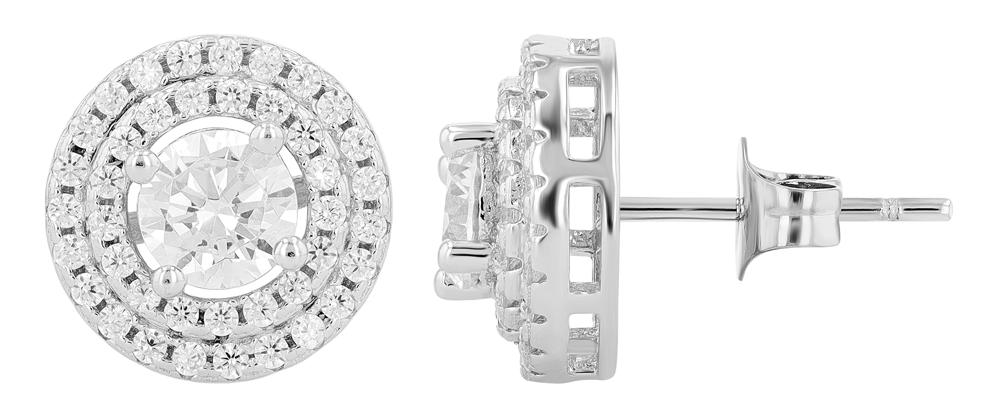 "Orelia", 925/- Echt Silber Ohrstecker mit Zirkonia, silberfarben rhodiniert