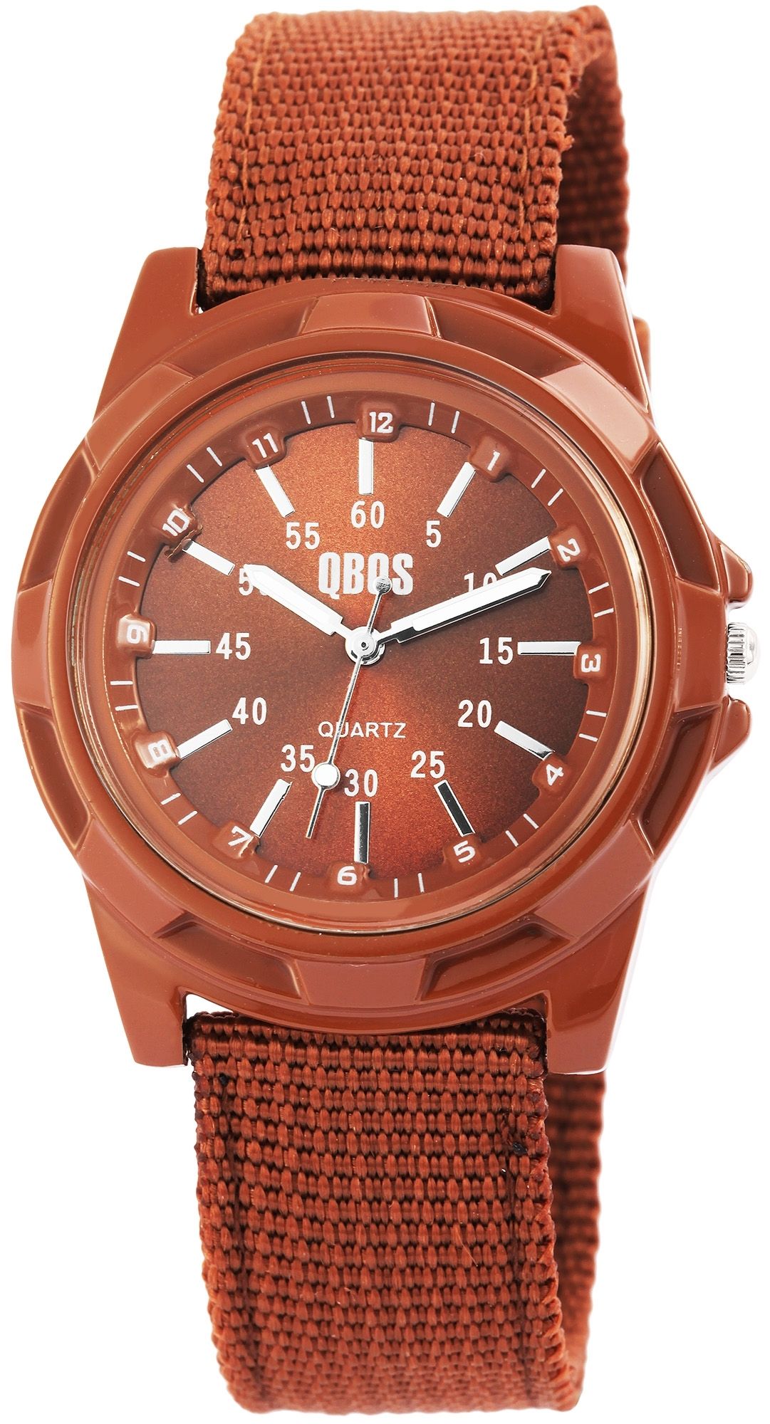 QBOS Herrenuhr mit Textilarmband, braun
