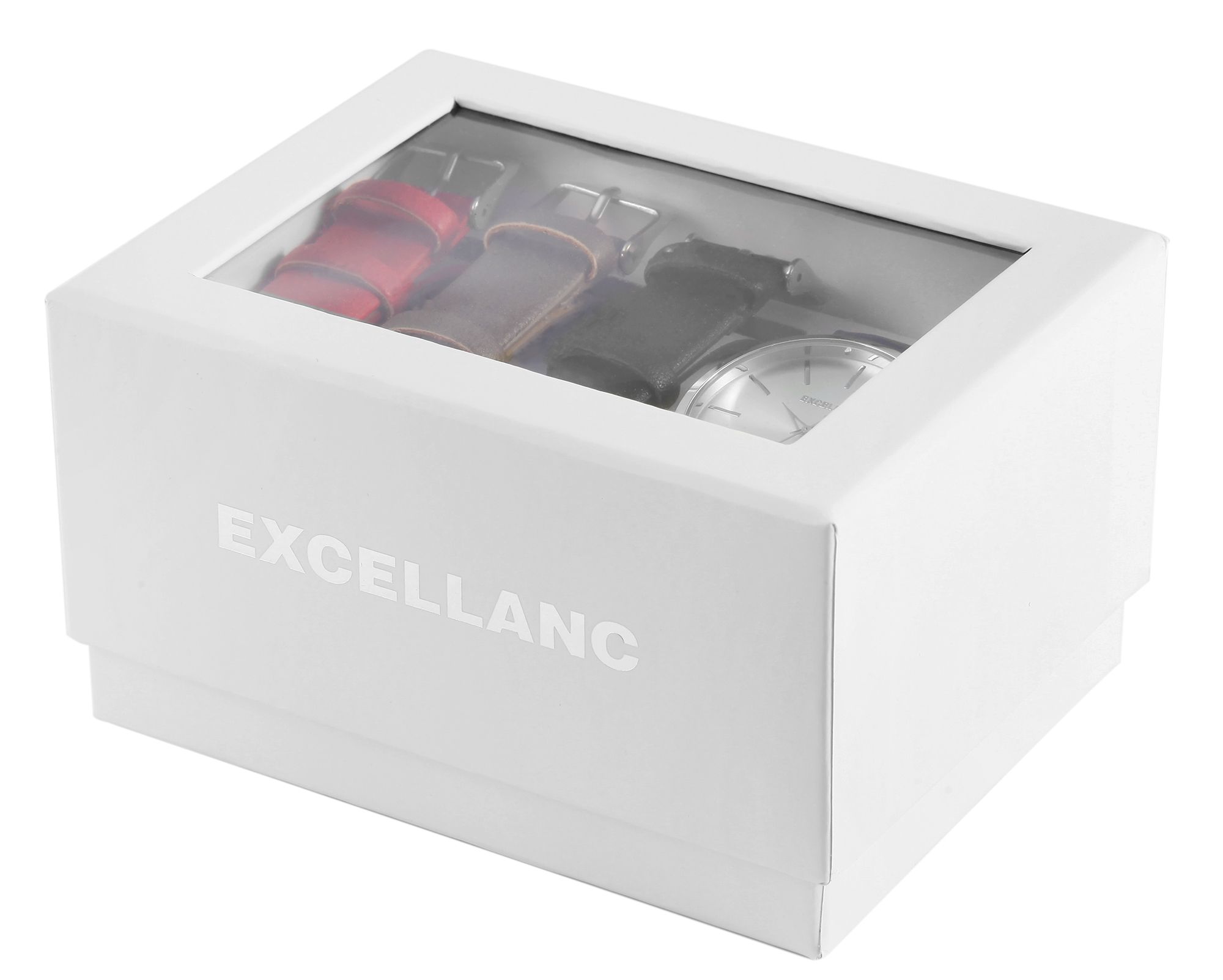 Excellanc Geschenkset mit Damenuhr und drei Wechselarmbändern