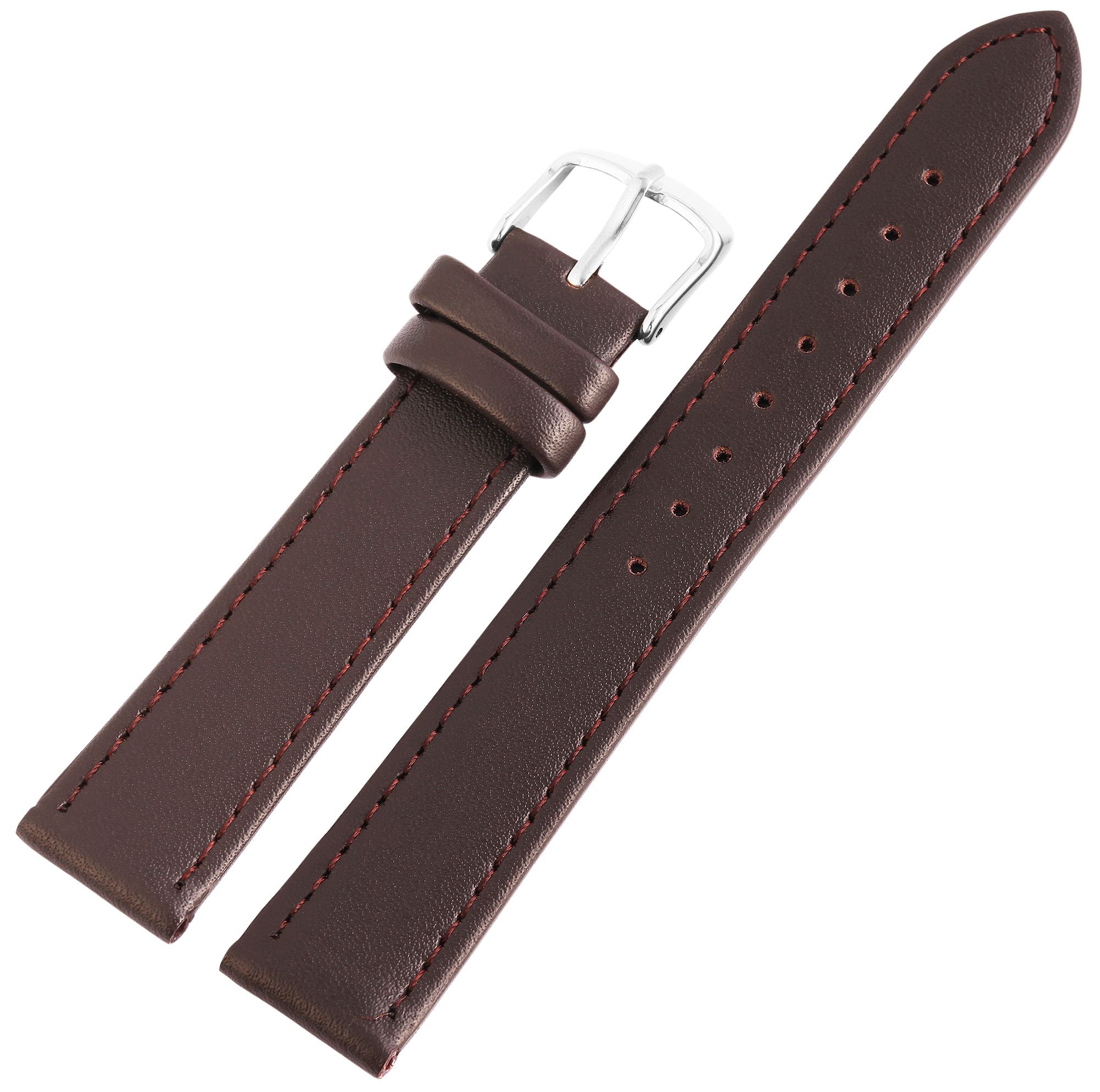 Uhrenarmband, Echtleder, dunkelbraun, 10 mm