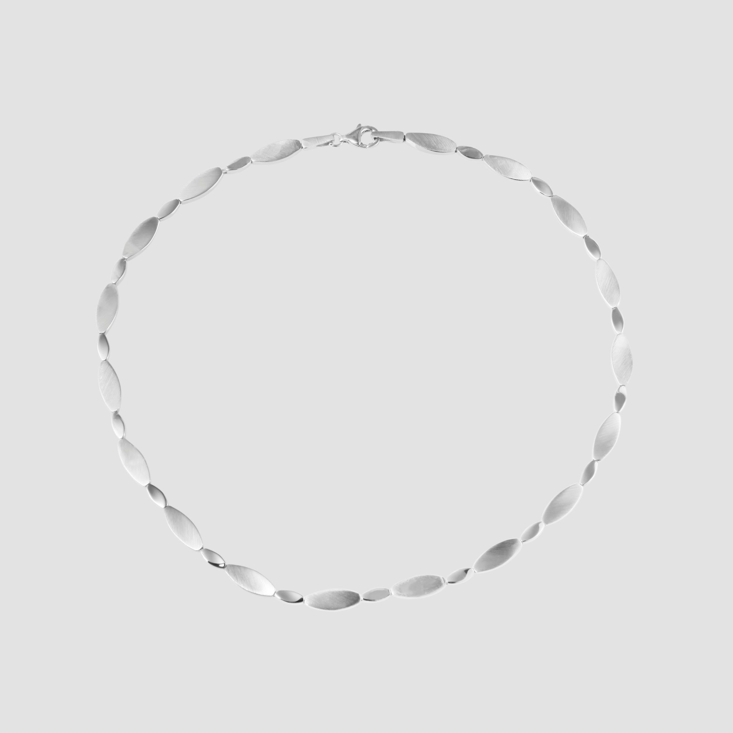 925/- Echt Silber Halskette "Anniki", matt/poliert, 925/rhodiniert
