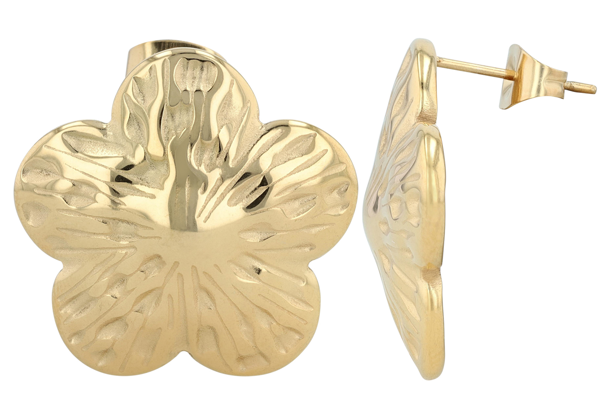 "Alja" Edelstahl Ohrstecker, Blüte, goldfarbig