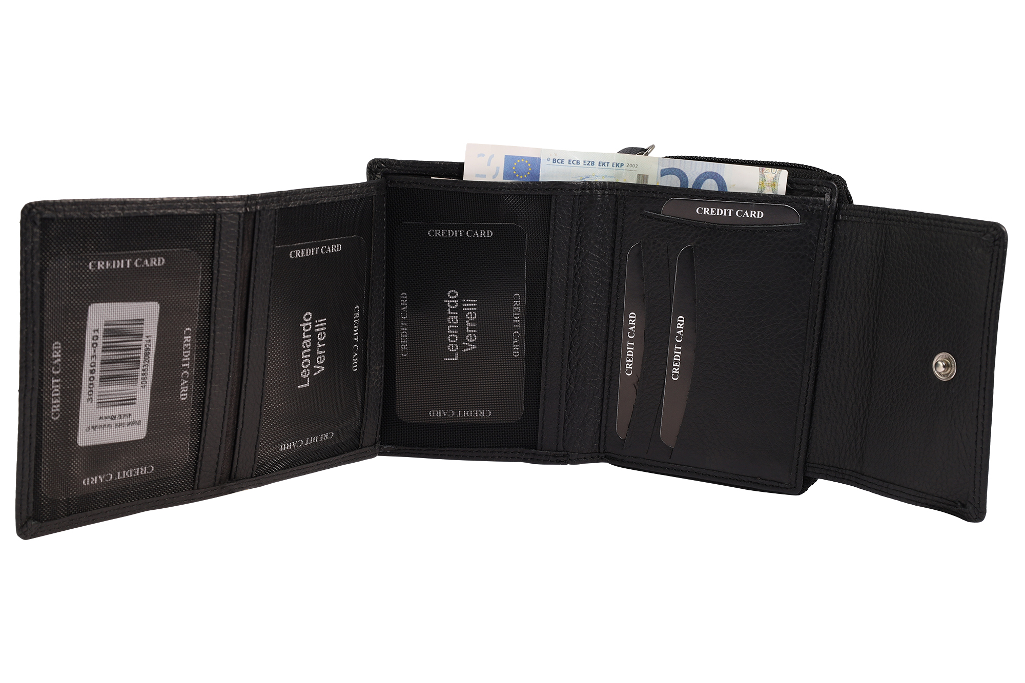 Leonardo Verrelli Echtleder (Nappa) Damen Geldbörse, RFID, schwarz