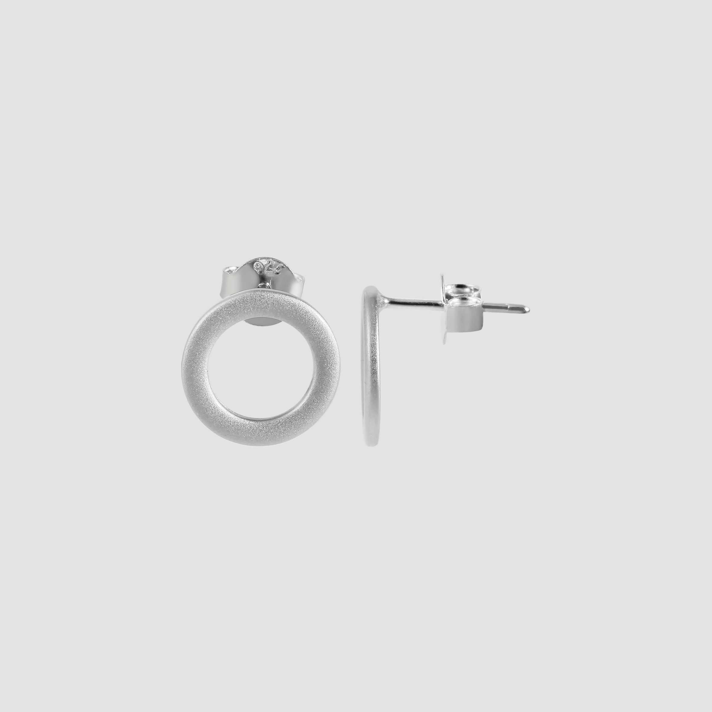 925/- Echt Silber Ohrstecker "Ronda" rund, mattiert, rhodiniert