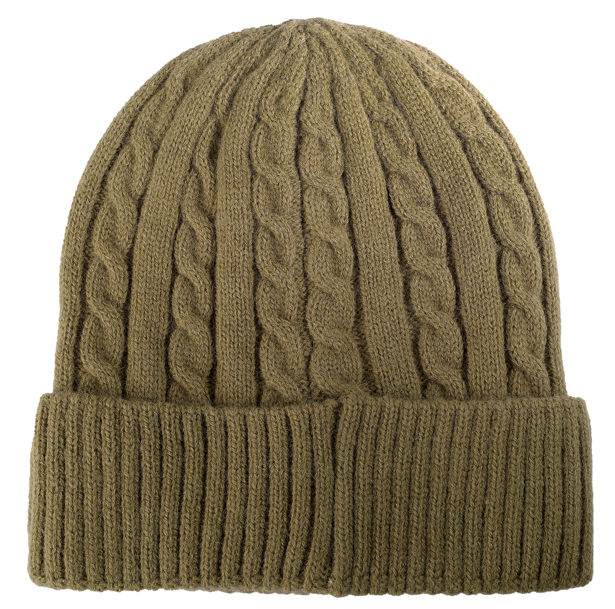Akzent Strickmütze mit Umschlag, 100% Acryl, 4-VE, khaki