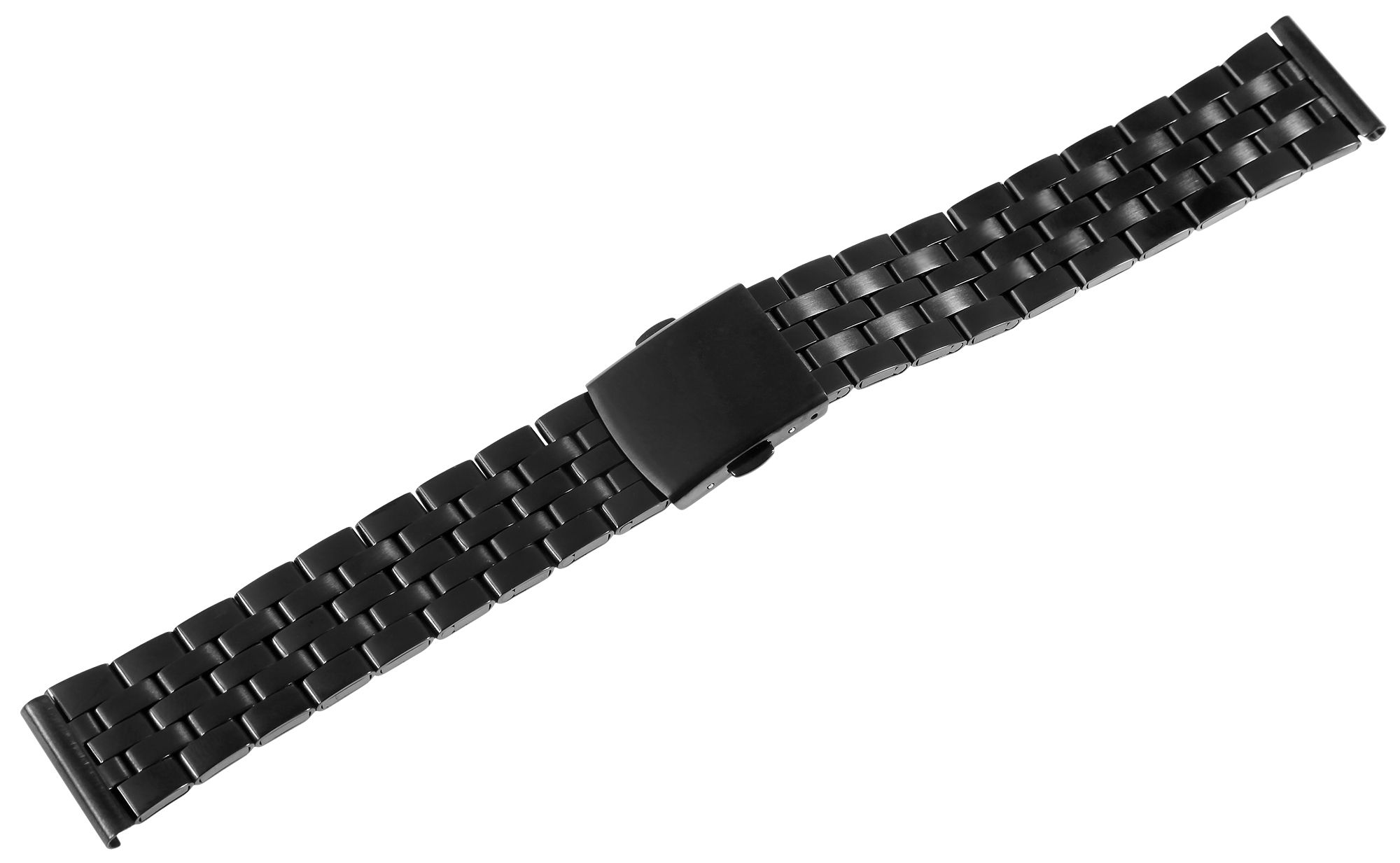 Edelstahl-Uhrenarmband mit Faltschließe, schwarz, 21 mm