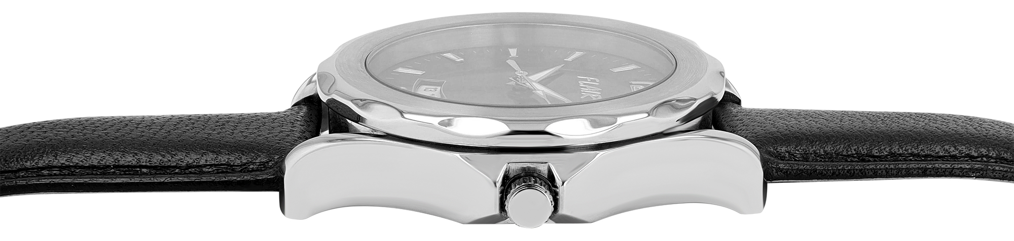 Flair Herrenuhr mit Echtlederband, schwarz/ silberfarben/ schwarz