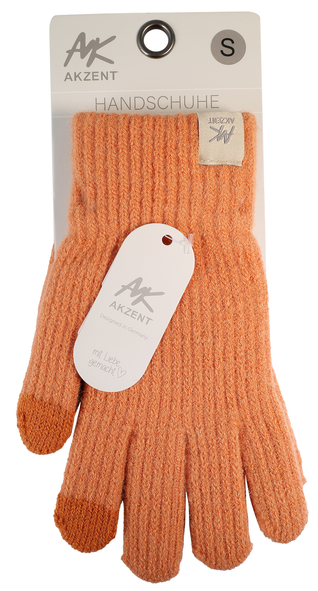 Damen-Handschuhe, Gr S, orange, Touch-Finger, 100% Polyester, VE-4