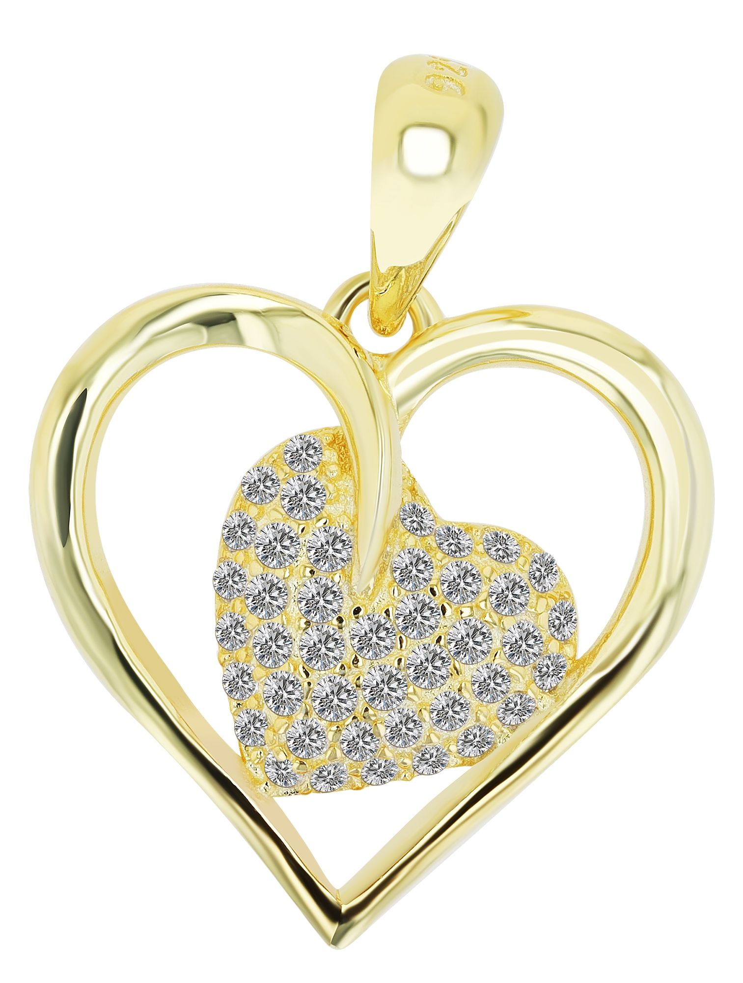 925/- Echt Silber Anhänger Herz "Weston" mit Zirkonia, vergoldet oder rhodiniert