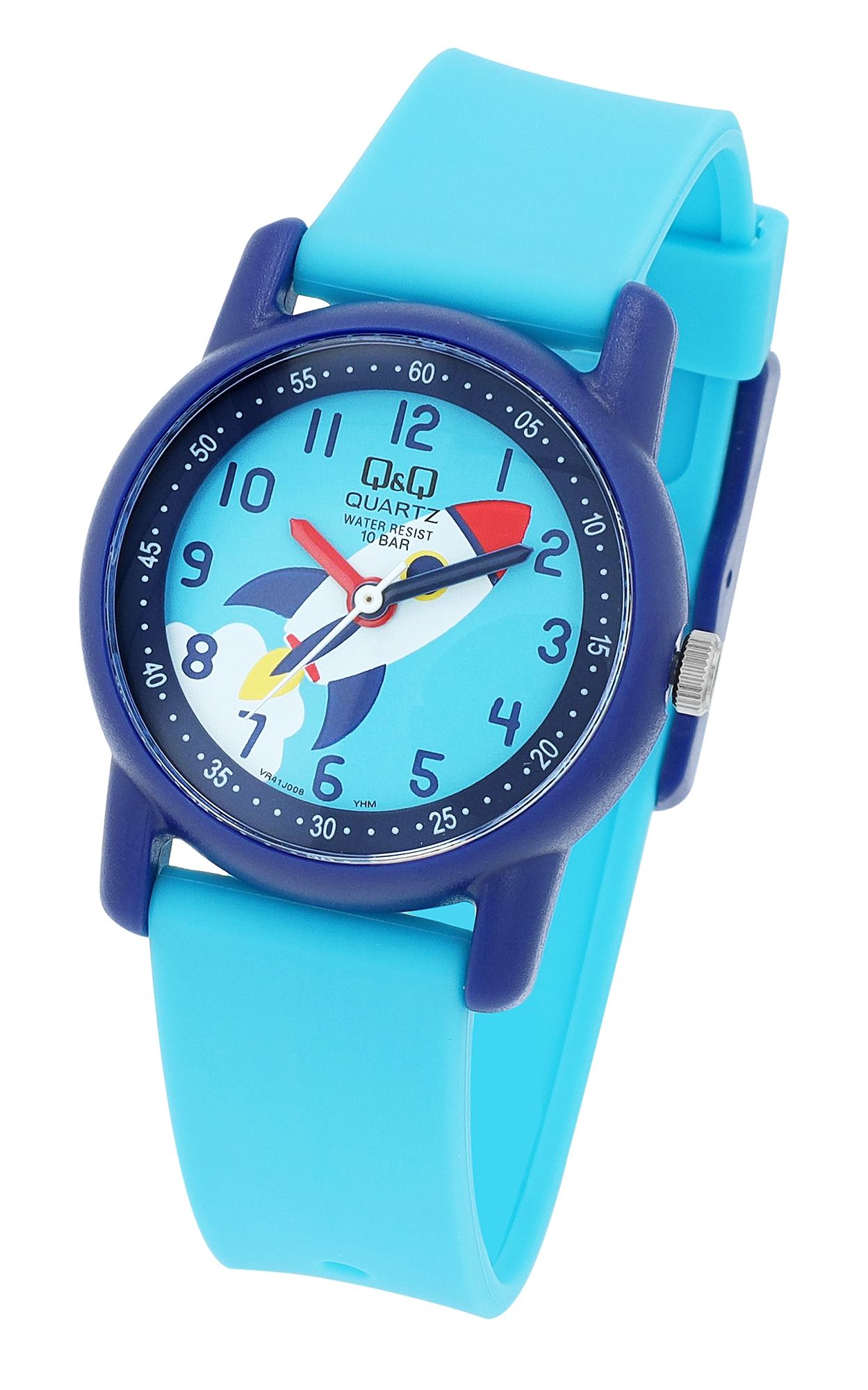Q&Q Kinderuhr "Rakete", Band aus Resin, 10 ATM