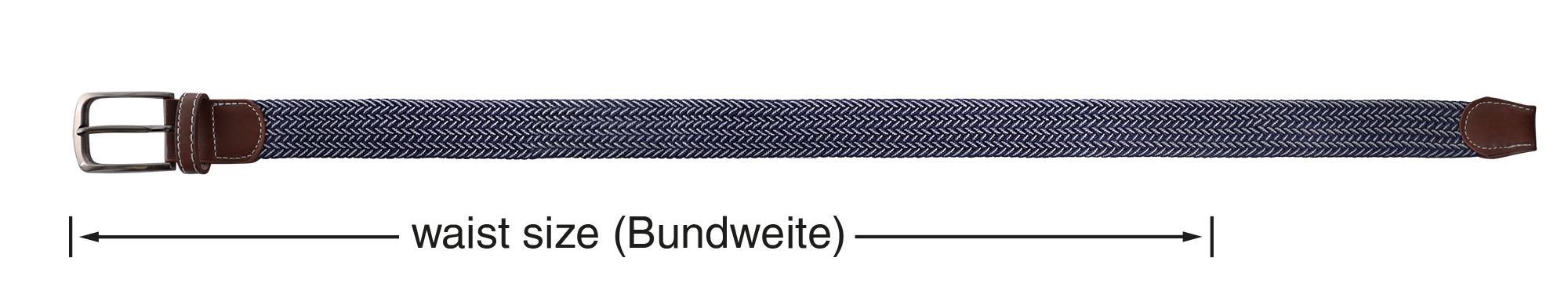 Textilgürtel geflochten (blau/ weiß), Länge 100 cm (S)