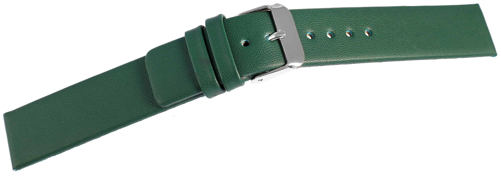 Echtleder-Uhrenarmband, nahtlos, dunkelgrün, 18 mm