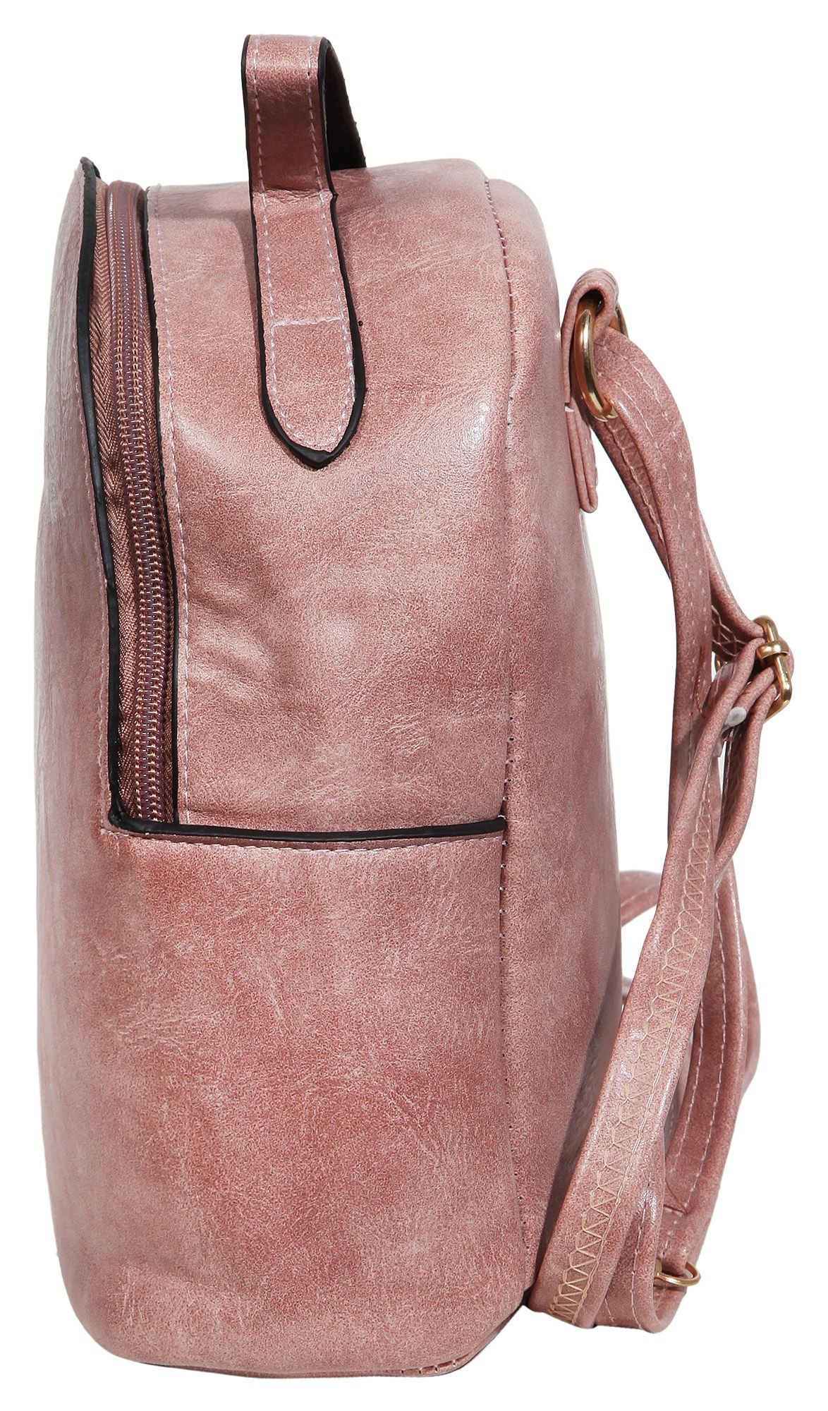 Damen-Rucksack aus Lederimitat, rosé, Länge: 21,5 cm / Breite: 19,0 cm / Stärke: 8,0 cm