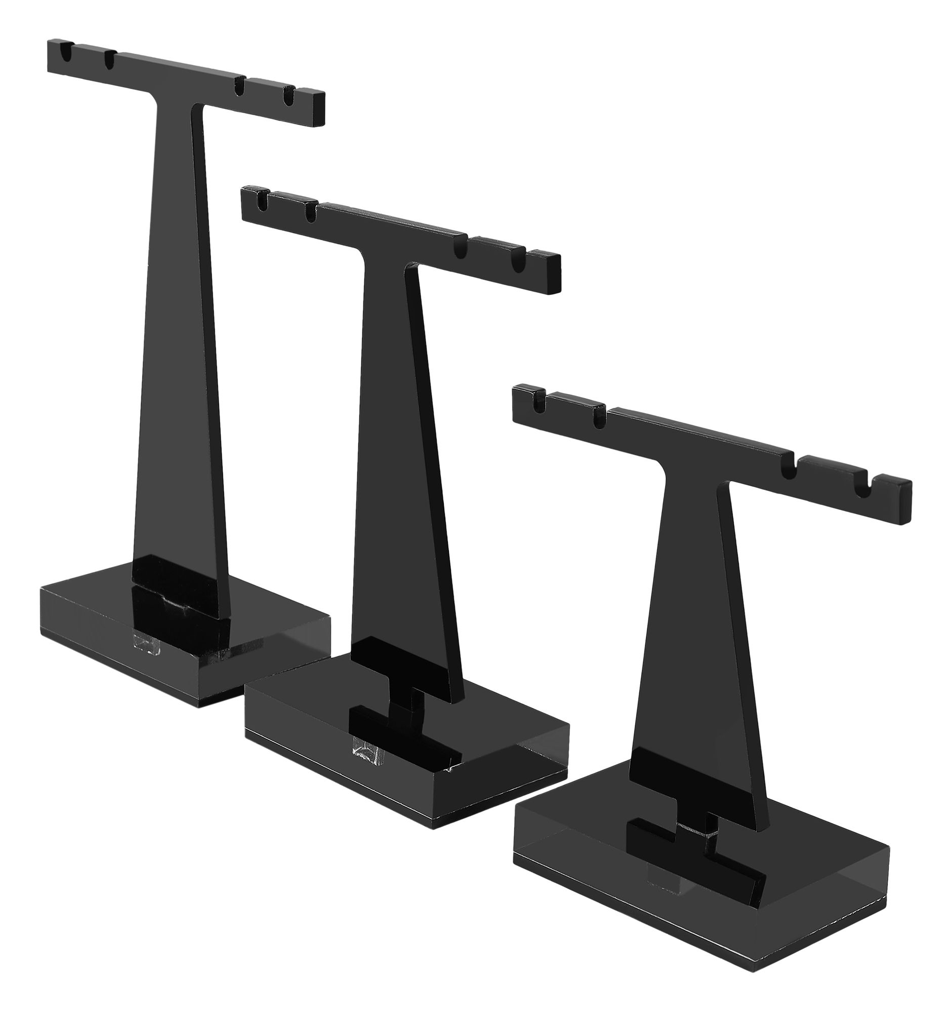 Acryl Aufsteller für Creolen/ Ohrhänger (Dekoserie Glossy), 3er Set, schwarz