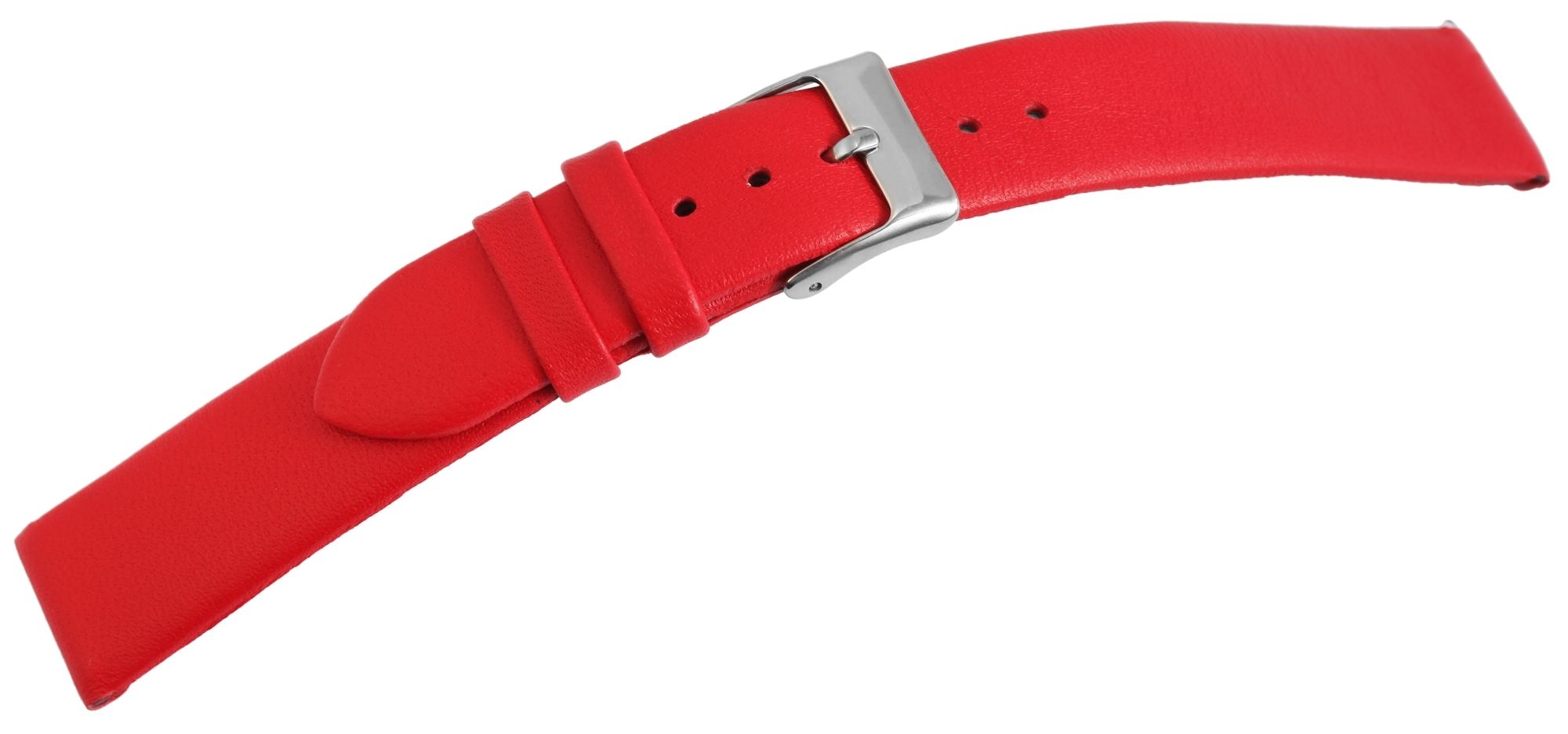 Echtleder-Uhrenarmband, nahtlos, rot, 18 mm