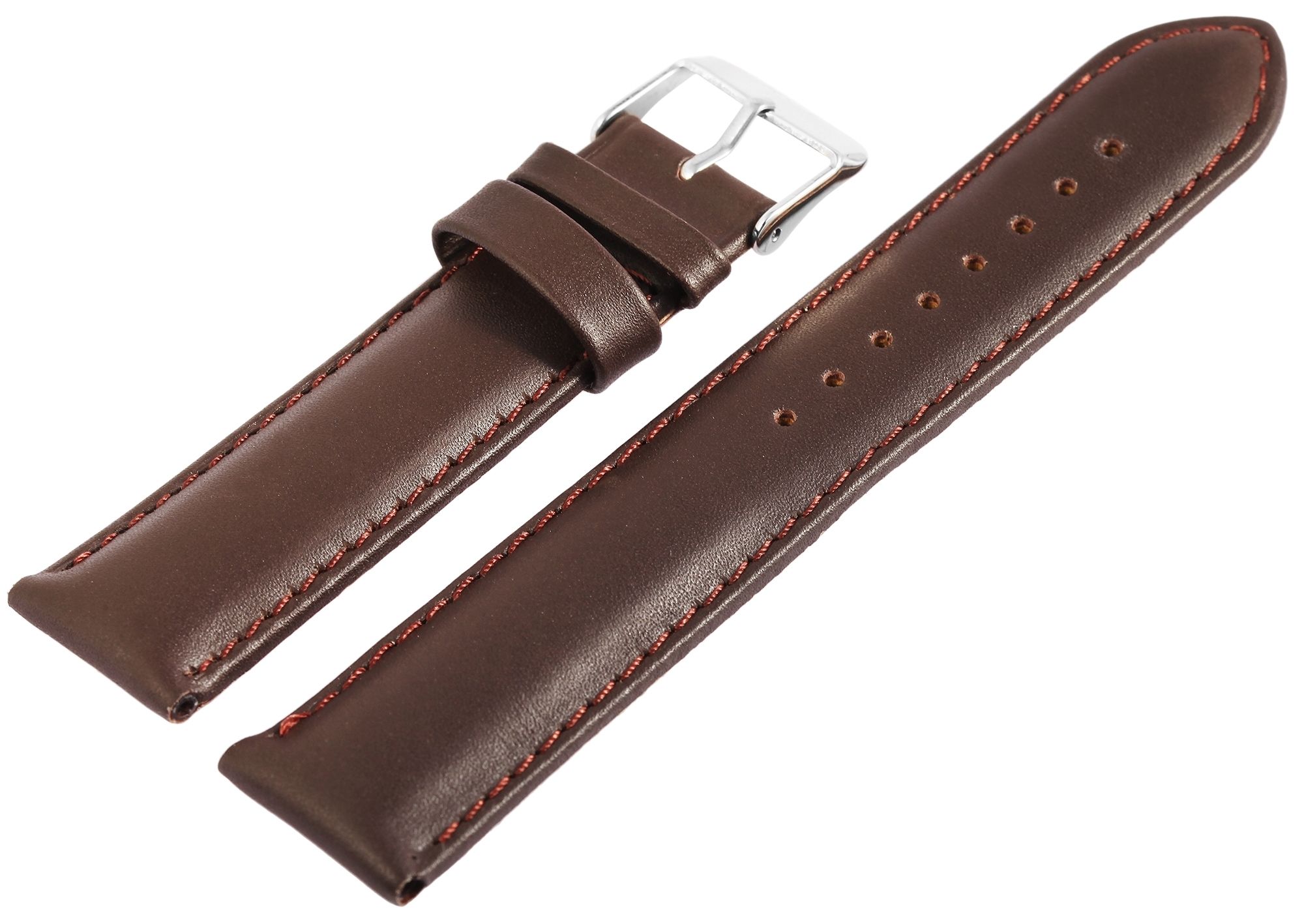 Echtleder-Uhrenarmband, dunkelbraun, 18 mm