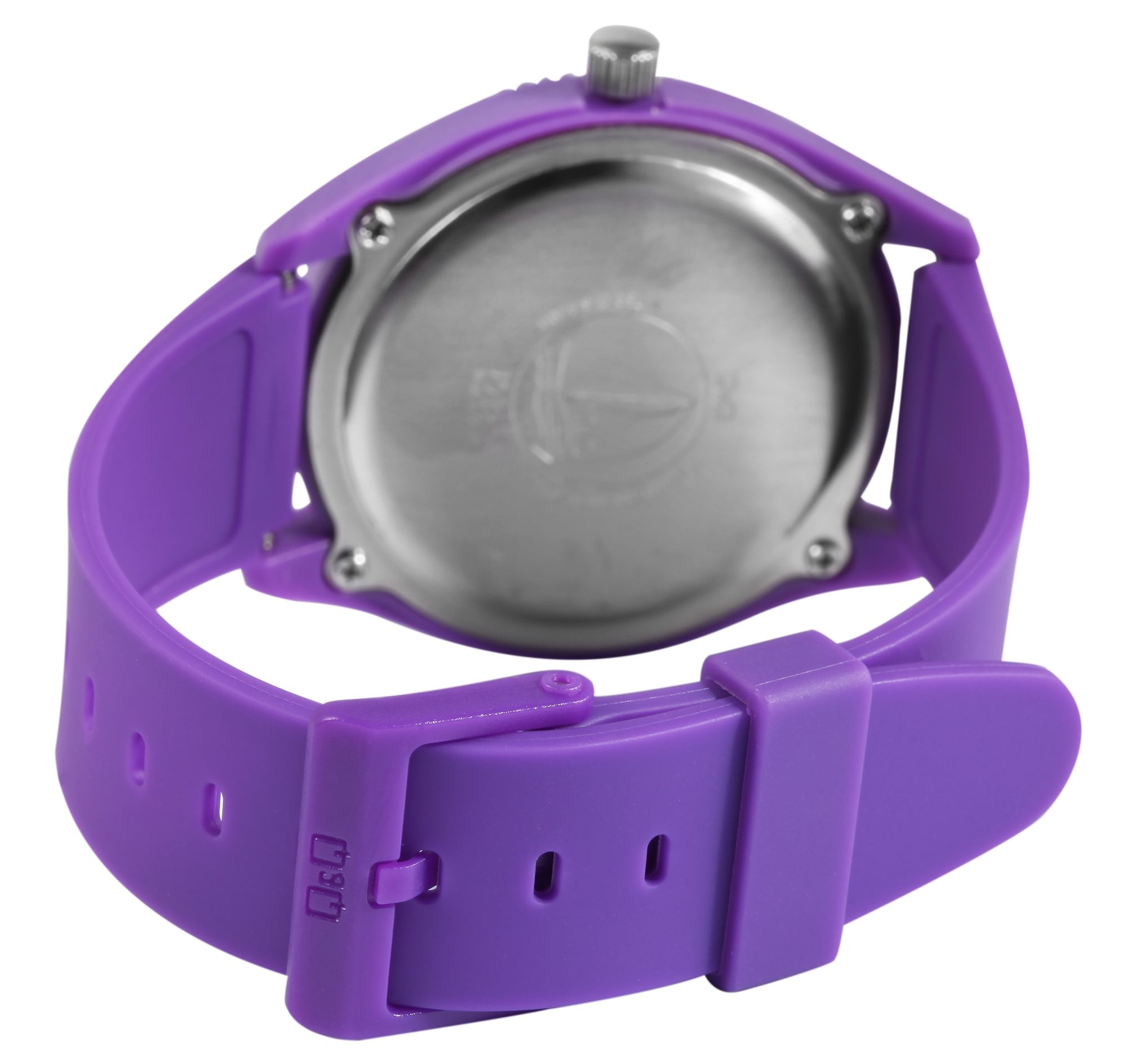 Q&Q Damenuhr mit Silikonarmband, 10 Bar, lilafarben