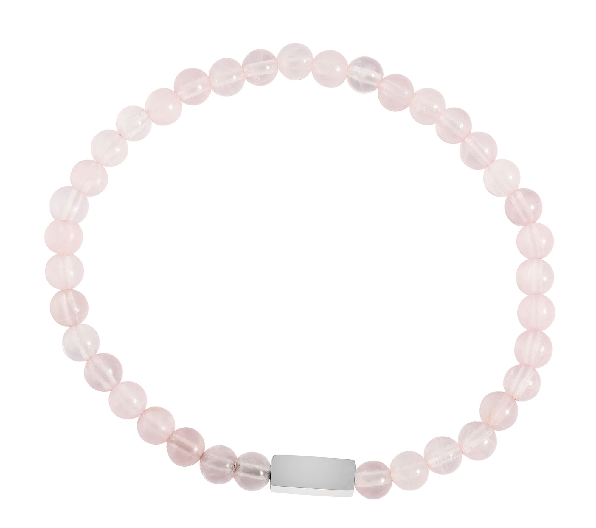 "Isadora" Kugelarmband, Naturstein (rose crystal), gravurfähiges Edelstahlelement - silberfarben