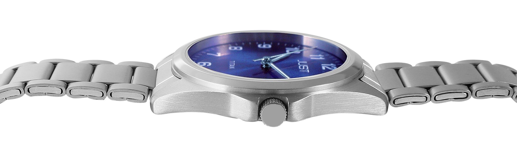Just Herrenarmbanduhr aus Titan, silberfarben/blau
