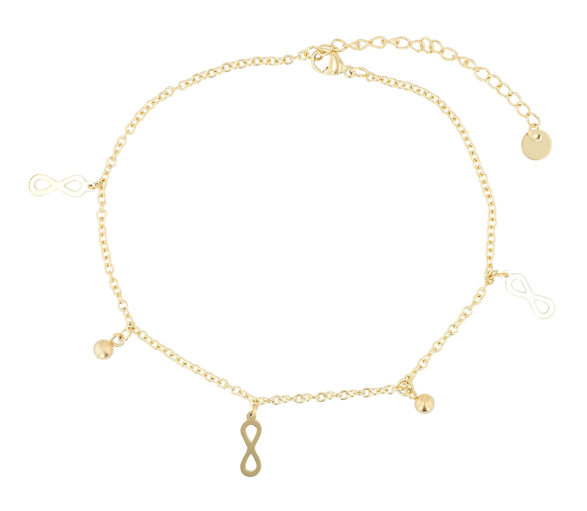 Akzent Fußkettchen "Dagny", Edelstahl, Infinity und Kugel, 24+5 cm, goldfarben