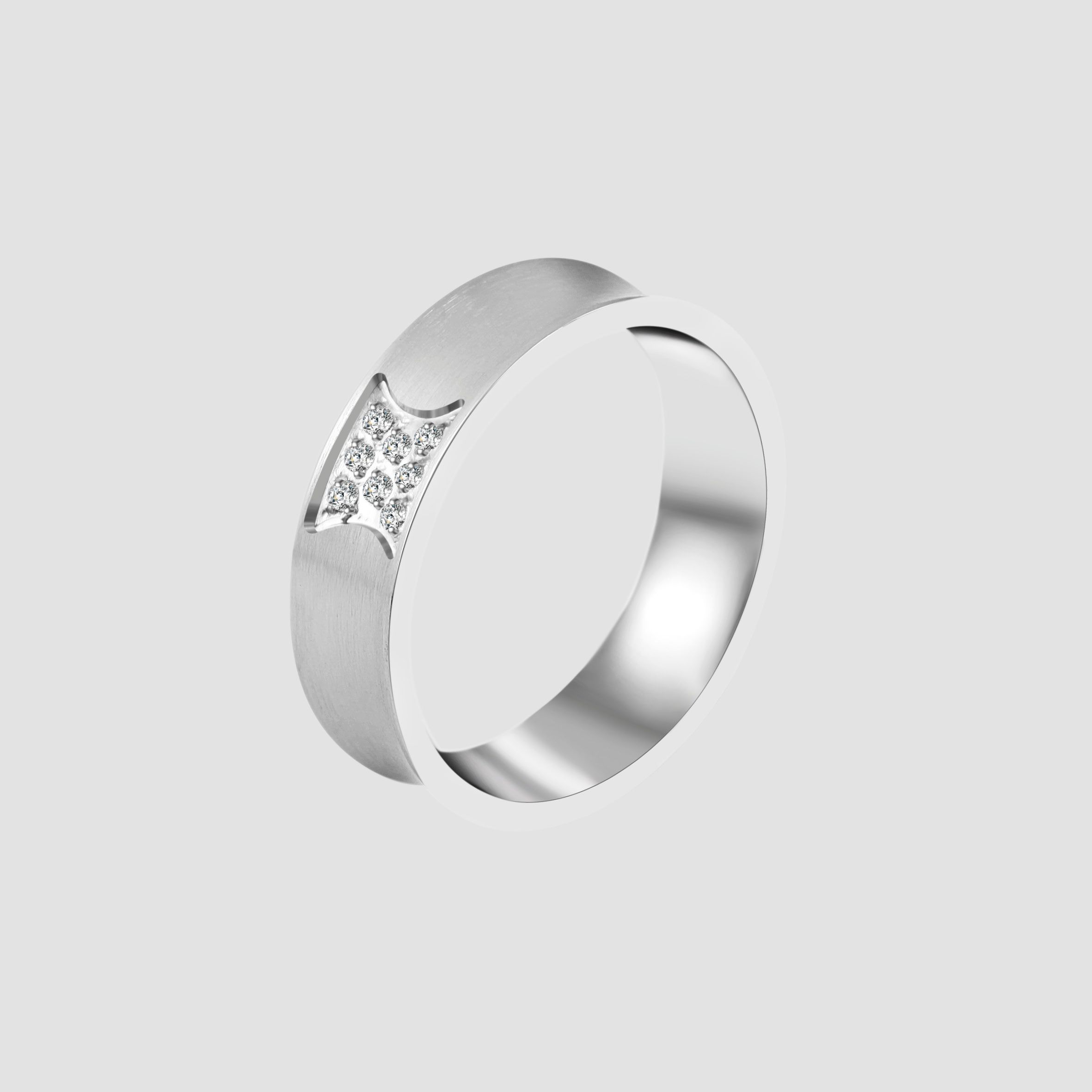 Akzent Partnerring für Damen, Edelstahl, Similibesatz, matt & silberfarben, Gr. 58