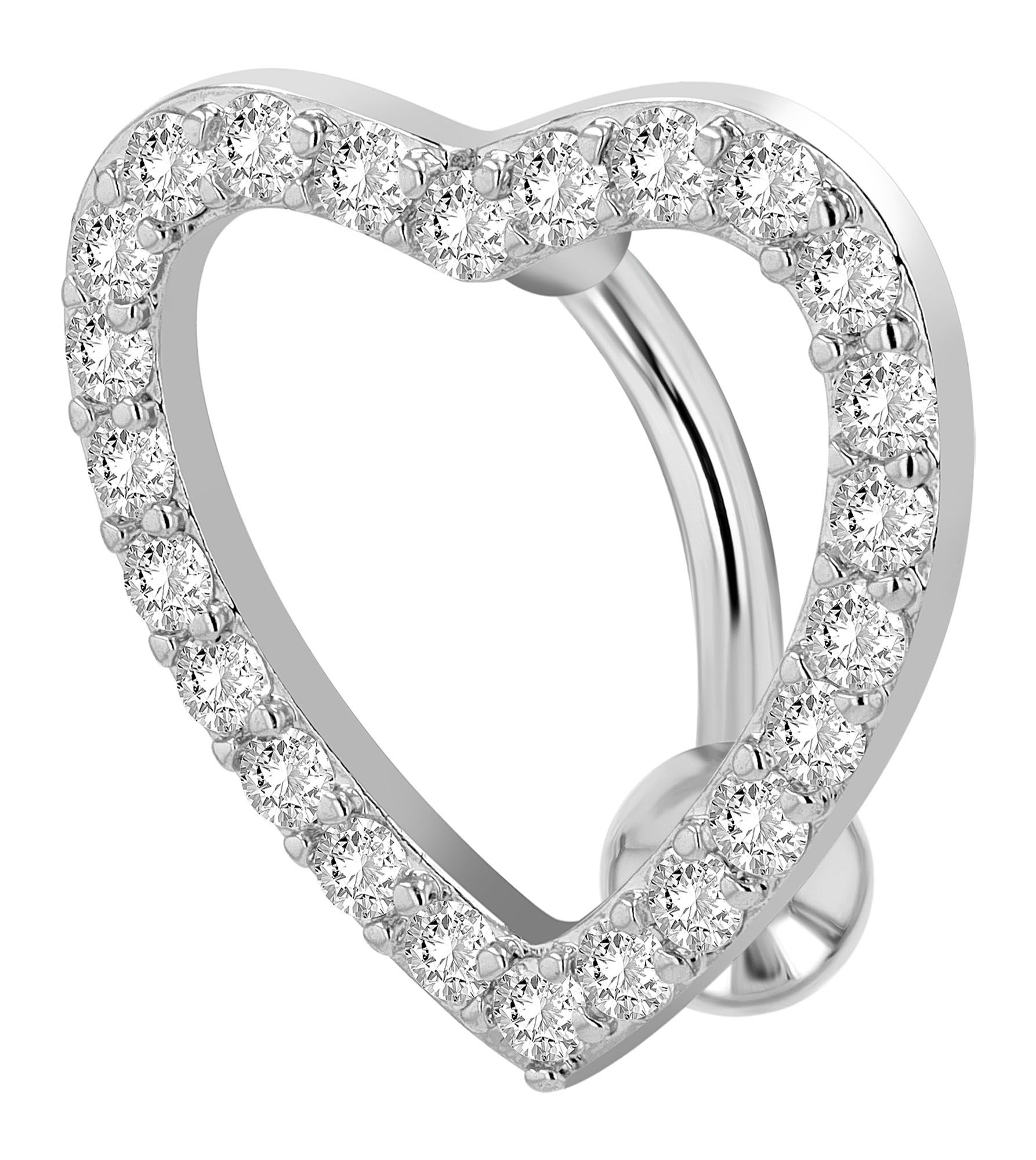 "Elvi" 316L Edelstahl-Messing Bauchnabelpiercing, Herz, Stabstärke 1,6 mm/ Länge 11 mm