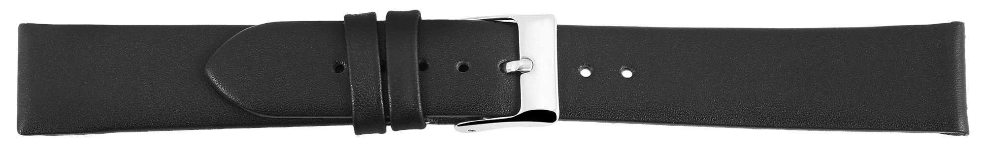 Echtleder-Uhrenarmband, Edelstahl Dornschließe, schwarz, 16 mm