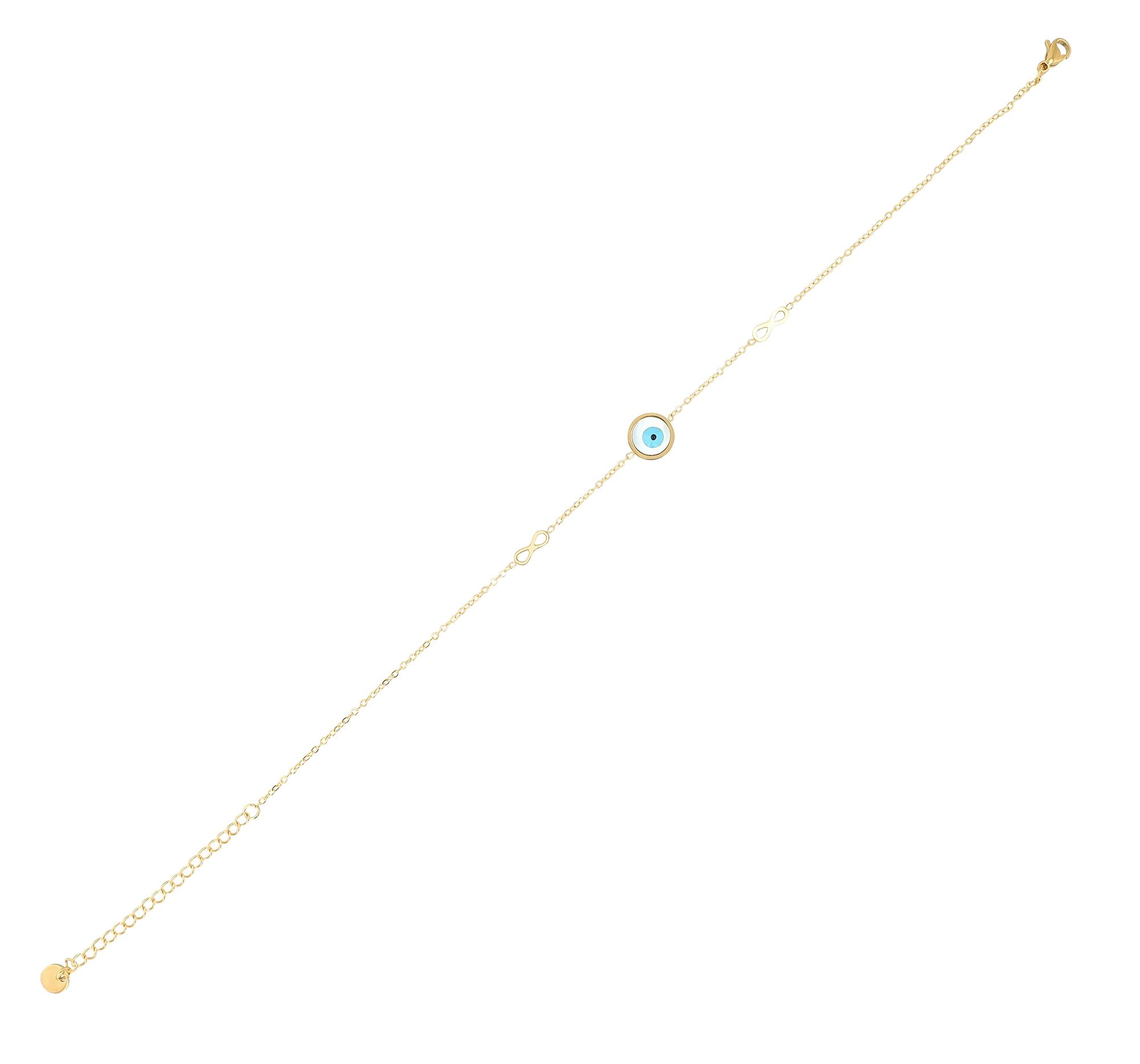 Akzent Fußkettchen "Wenna", Infinity und Nazar-Auge, Edelstahl, goldfarben