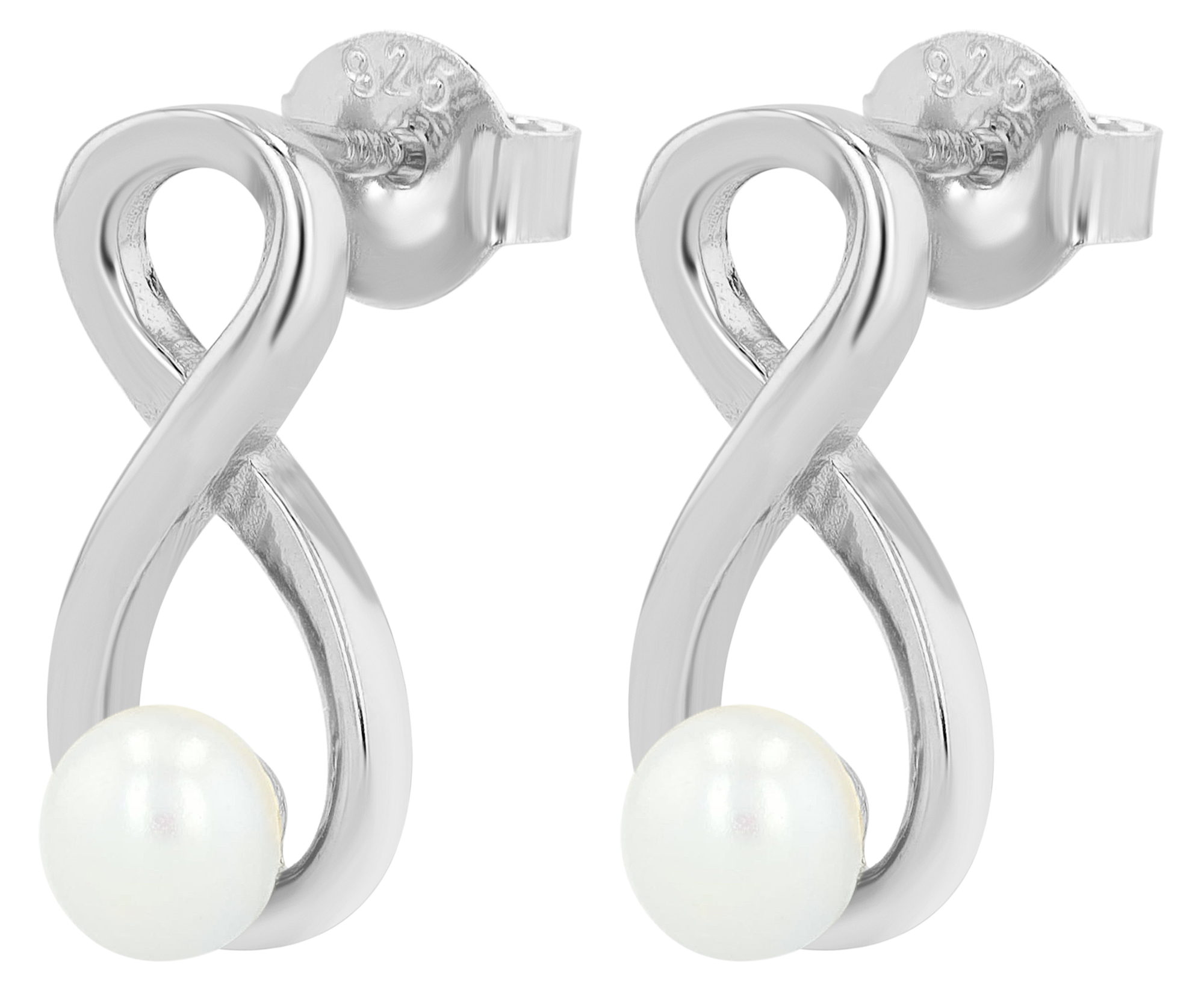 "Meggi" 925/- Echt Silber Ohrstecker echte Süßwasserperle silberfarben rhodiniert