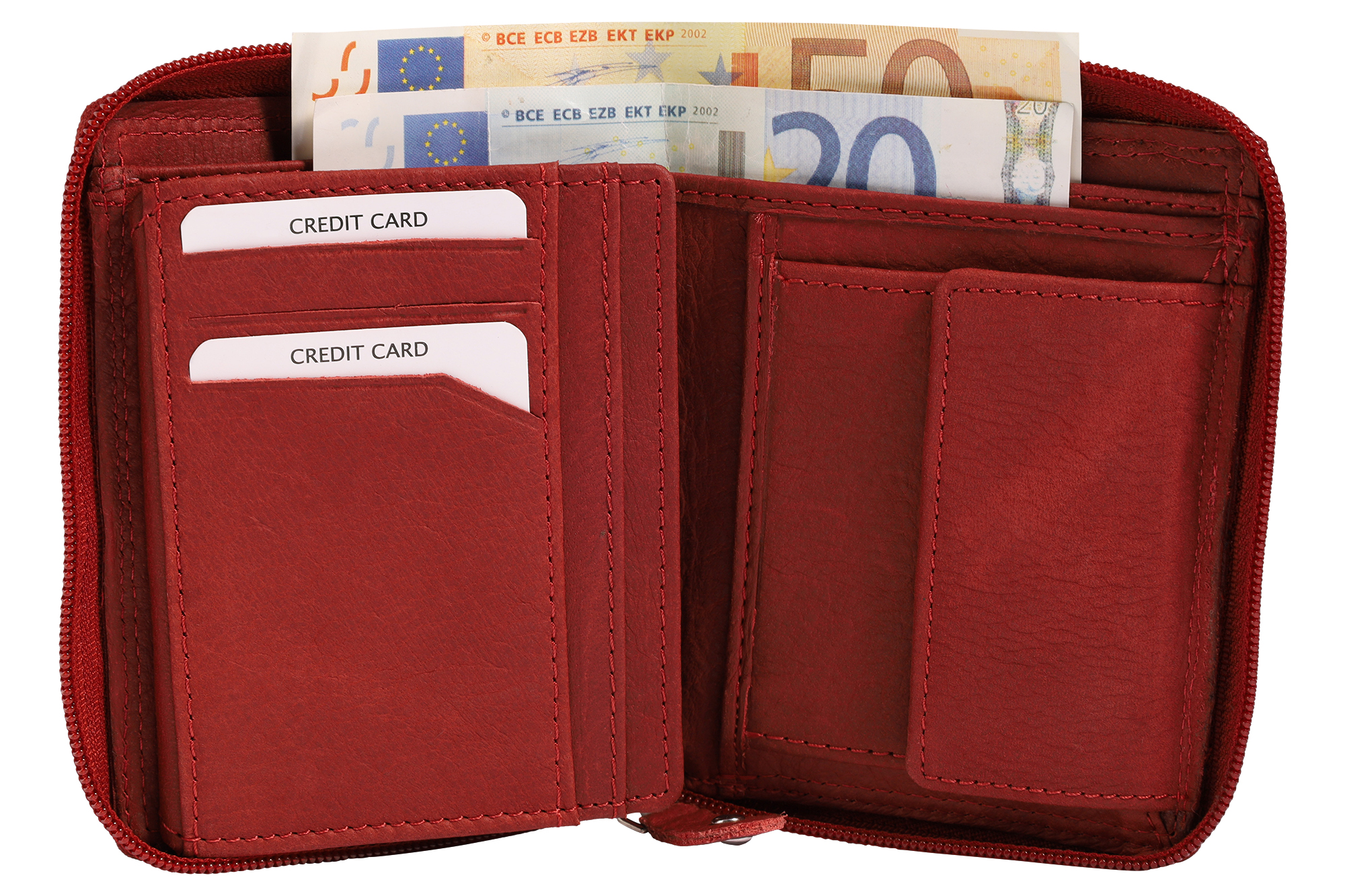 Excellanc Damen Geldbörse aus Echtleder (Nappa), RFID, Hochformat, rot