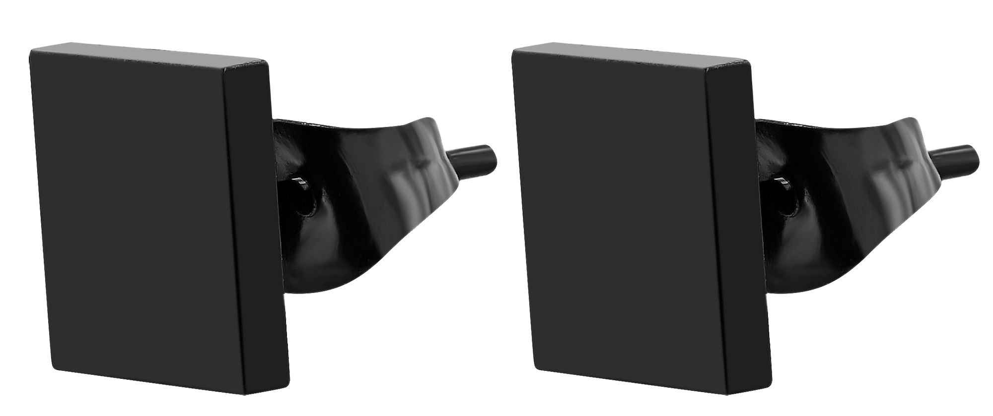 Akzent Ohrstecker "Bay" aus Edelstahl, quadratisch, ionenplattiert, 8 x 8 mm, schwarz